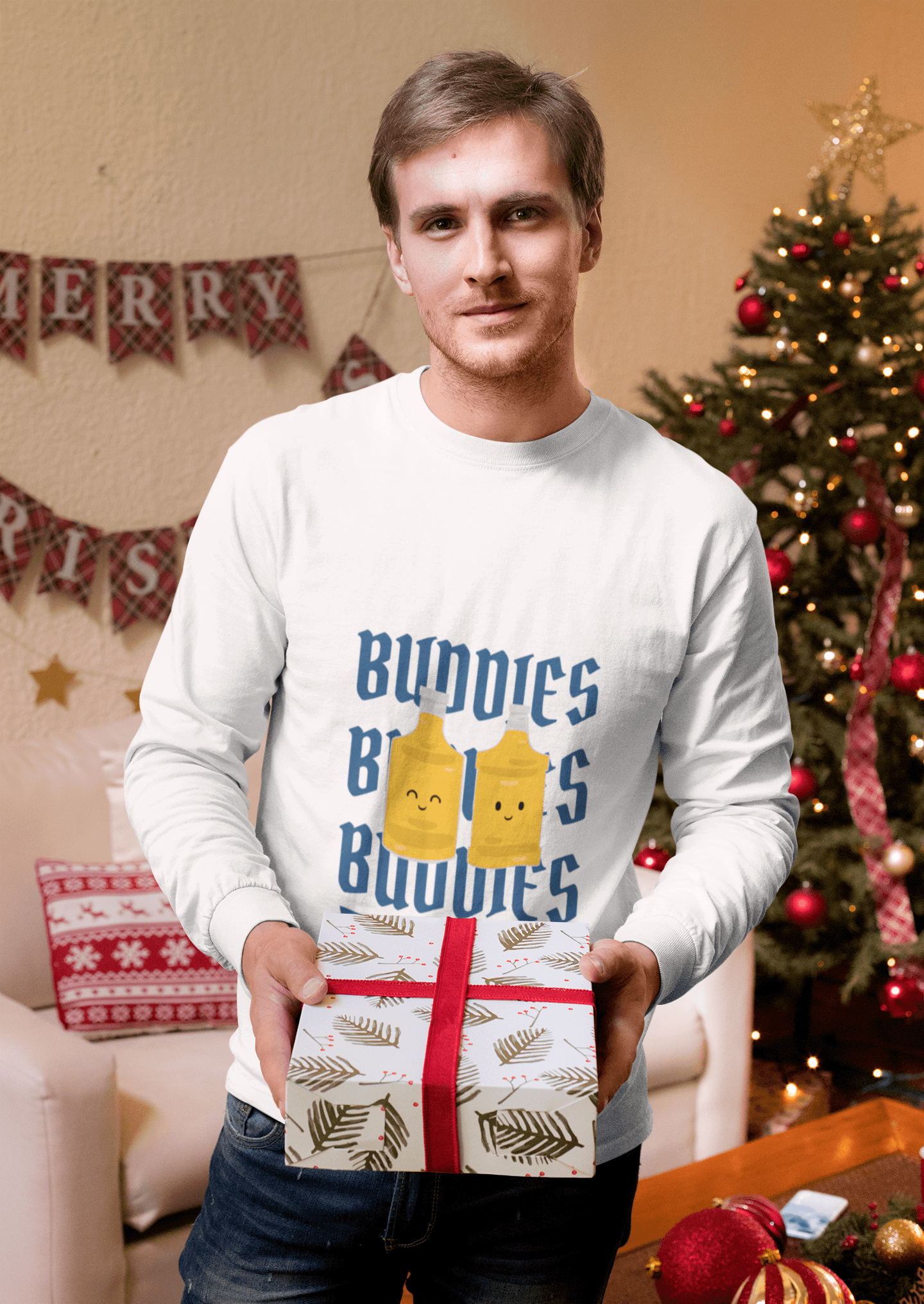 Beer Buddies Male Round Neck Full Sleeve T-shirt - Lyssian