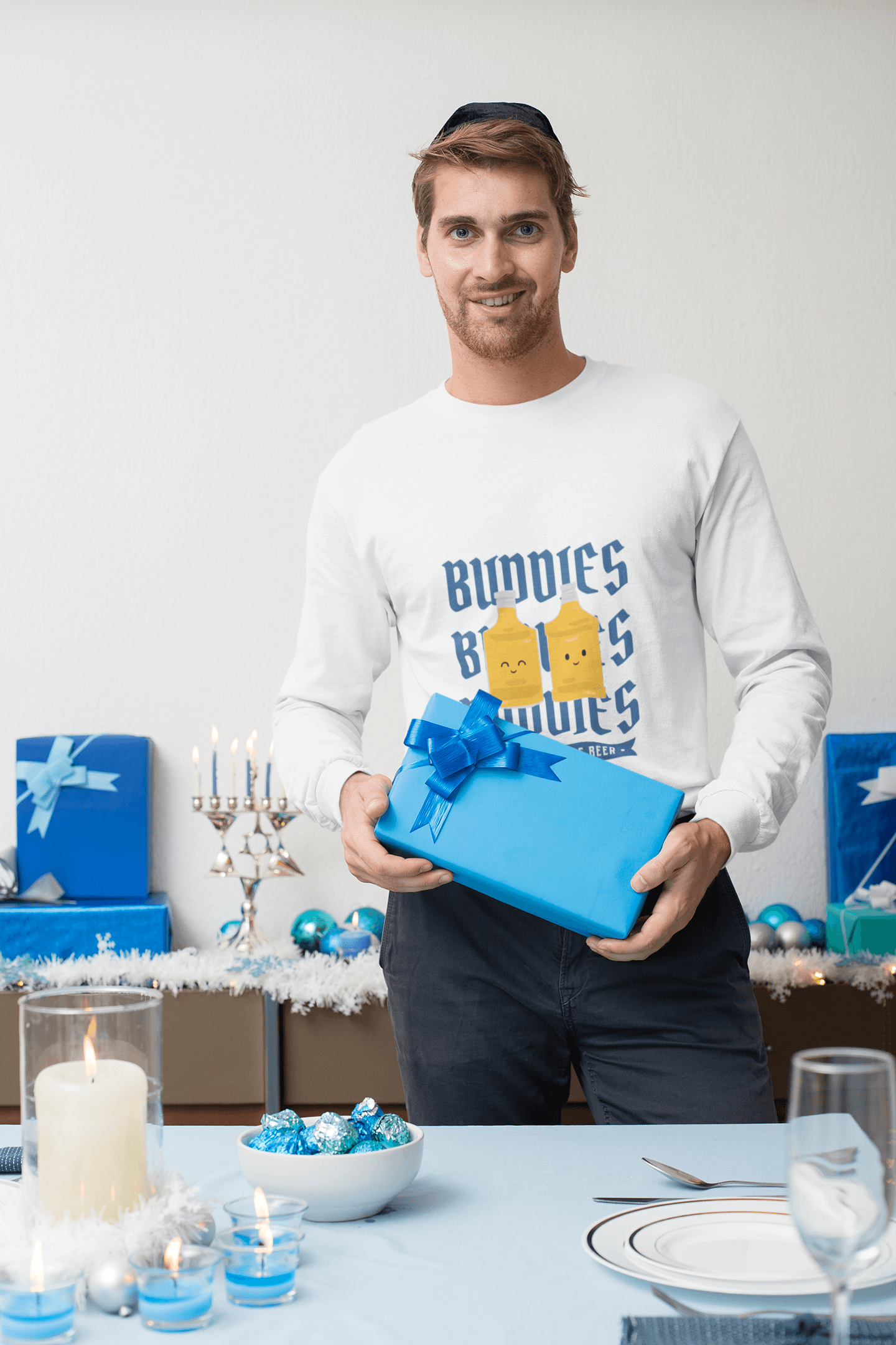 Beer Buddies Male Round Neck Full Sleeve T-shirt - Lyssian