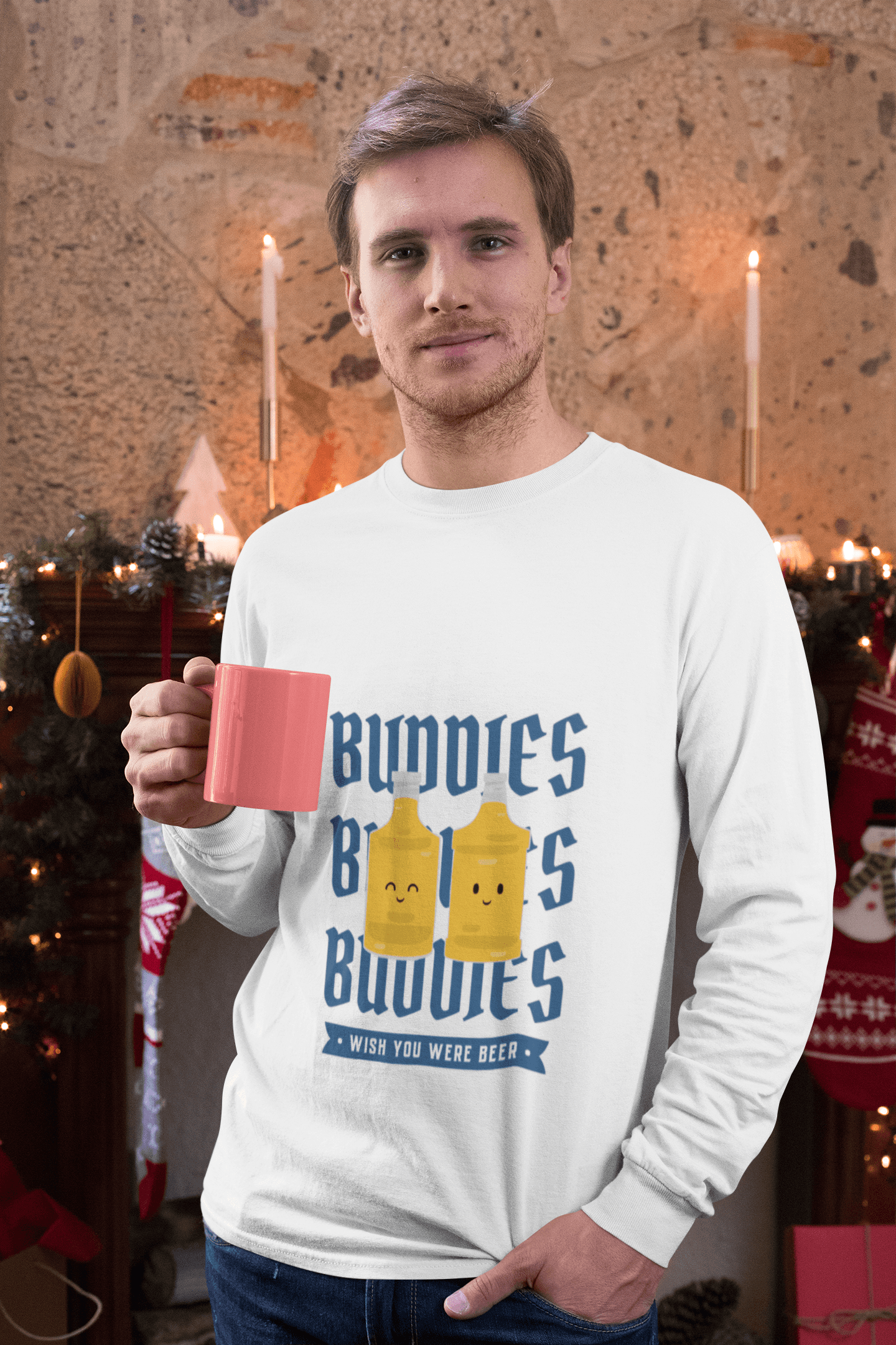 Beer Buddies Male Round Neck Full Sleeve T-shirt - Lyssian