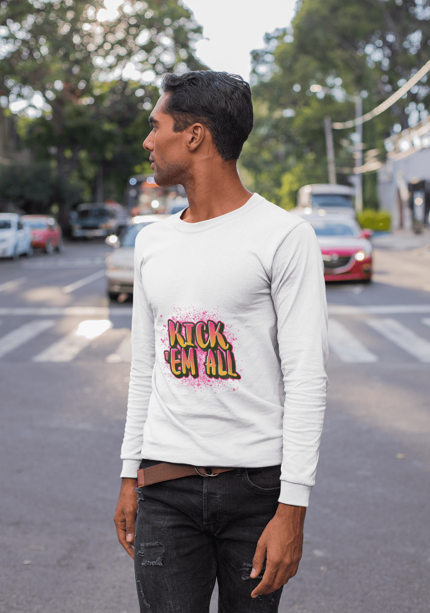 Kick EM' Men's Round Neck Full Sleeve T-shirt - Lyssian