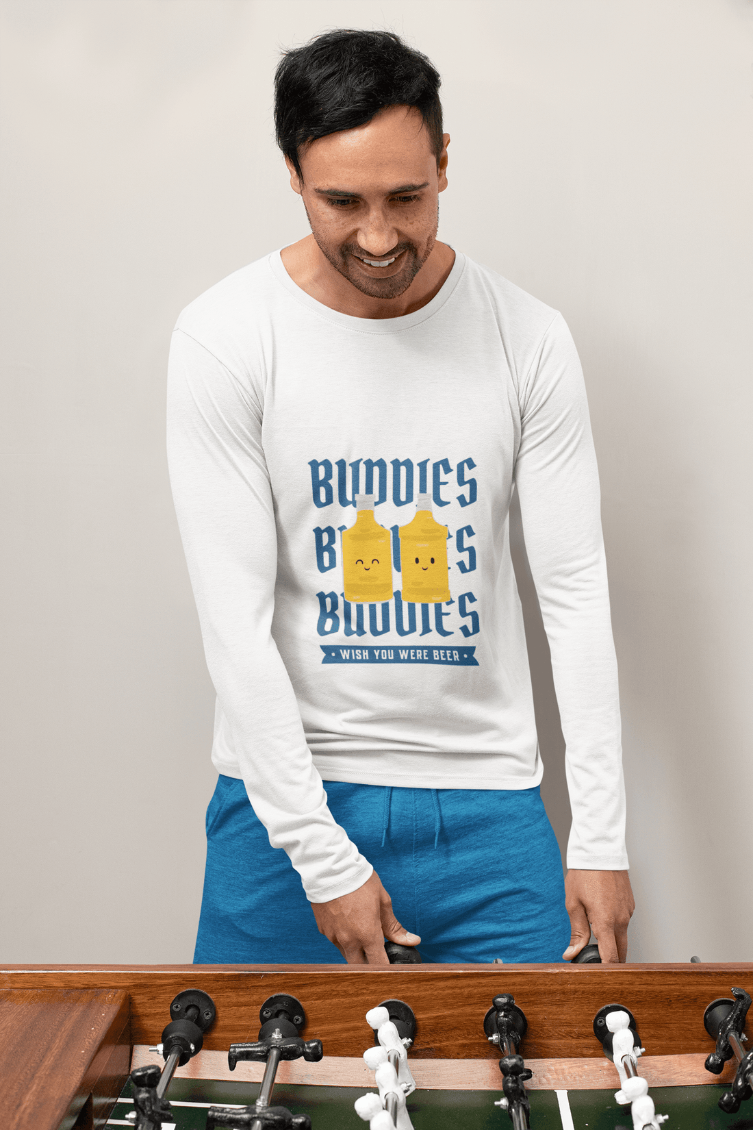 Beer Buddies Male Round Neck Full Sleeve T-shirt - Lyssian