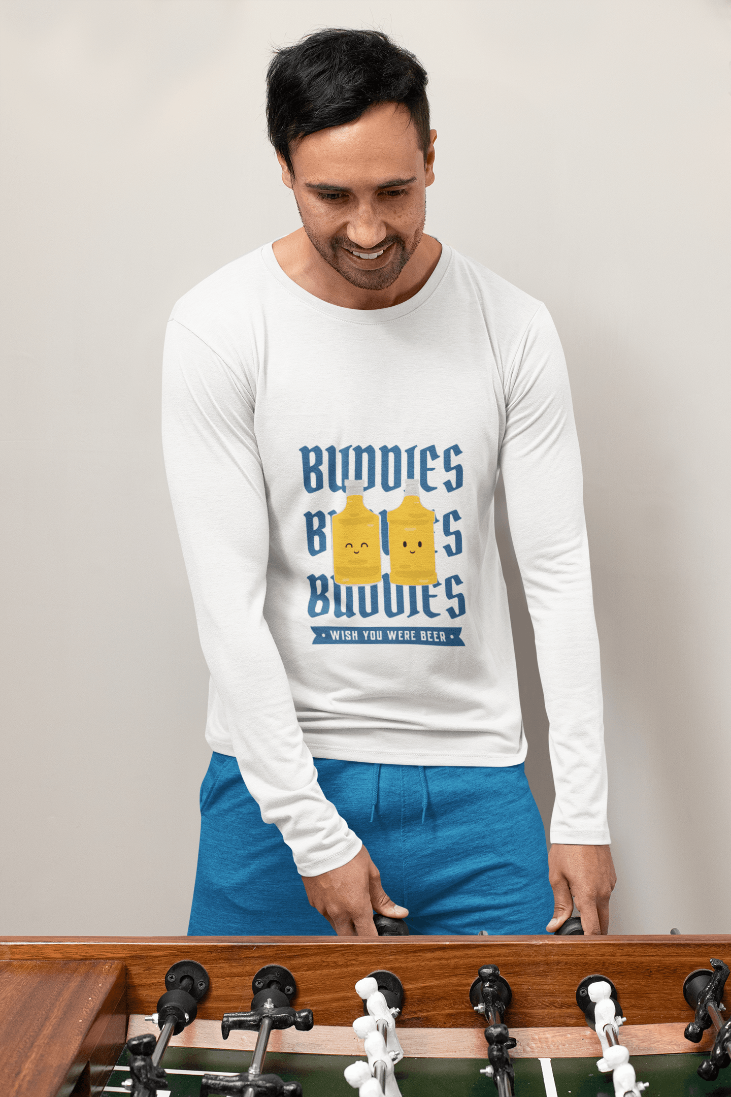 Beer Buddies Male Round Neck Full Sleeve T-shirt - Lyssian