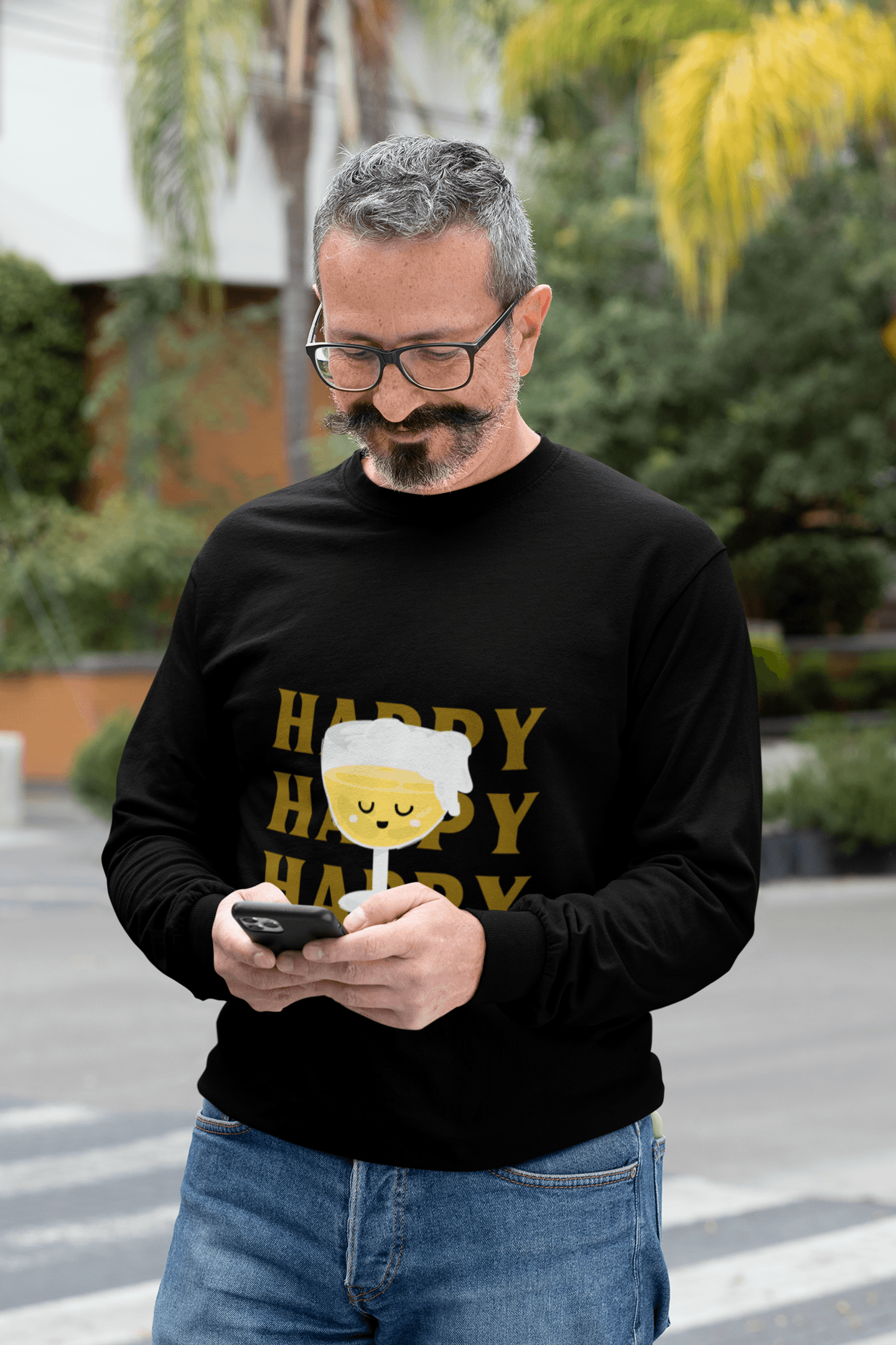 Beer Time Male Round Neck Full Sleeve T-shirt - Lyssian