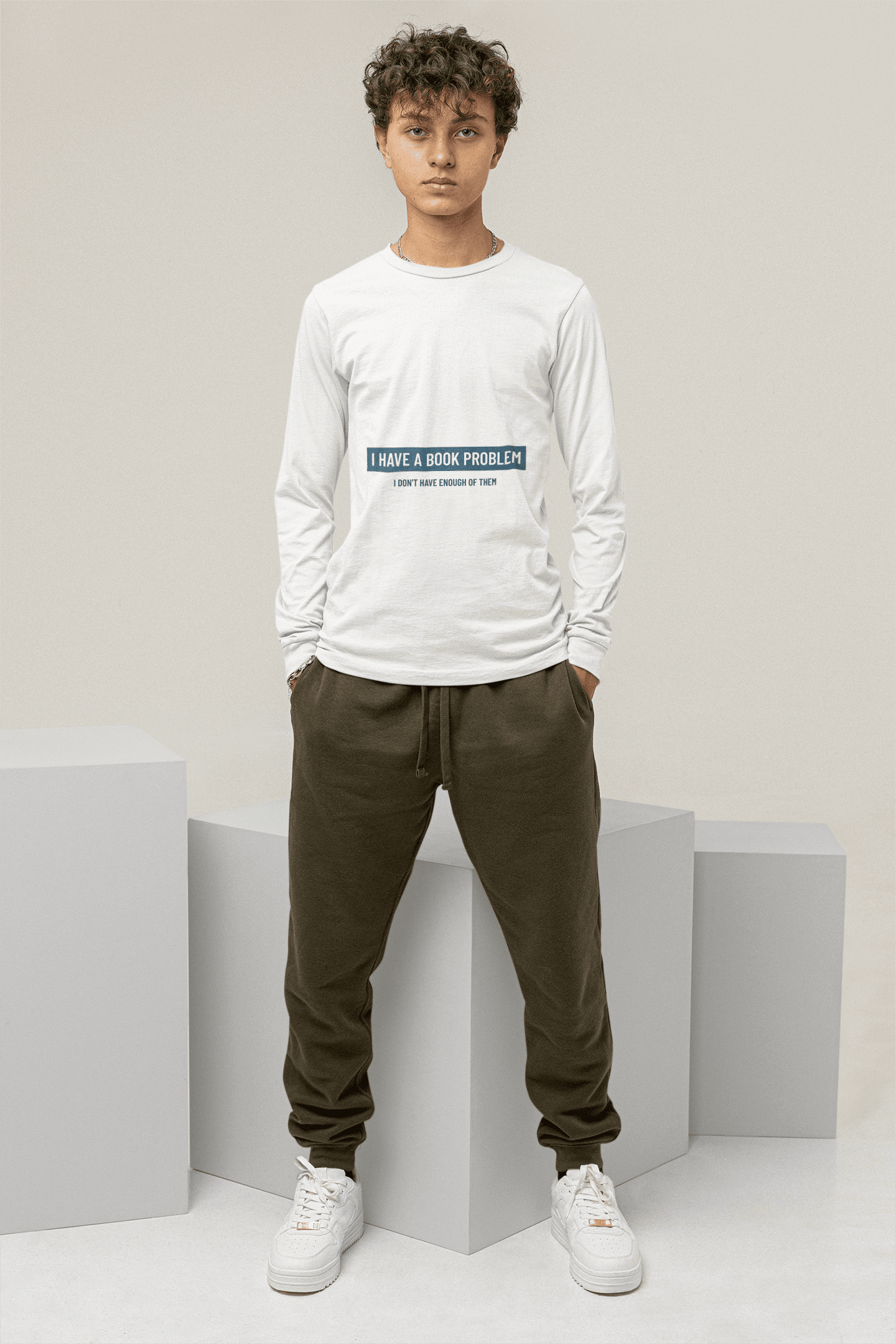 Book Reader Male Round Neck Full Sleeve T-shirt - Lyssian