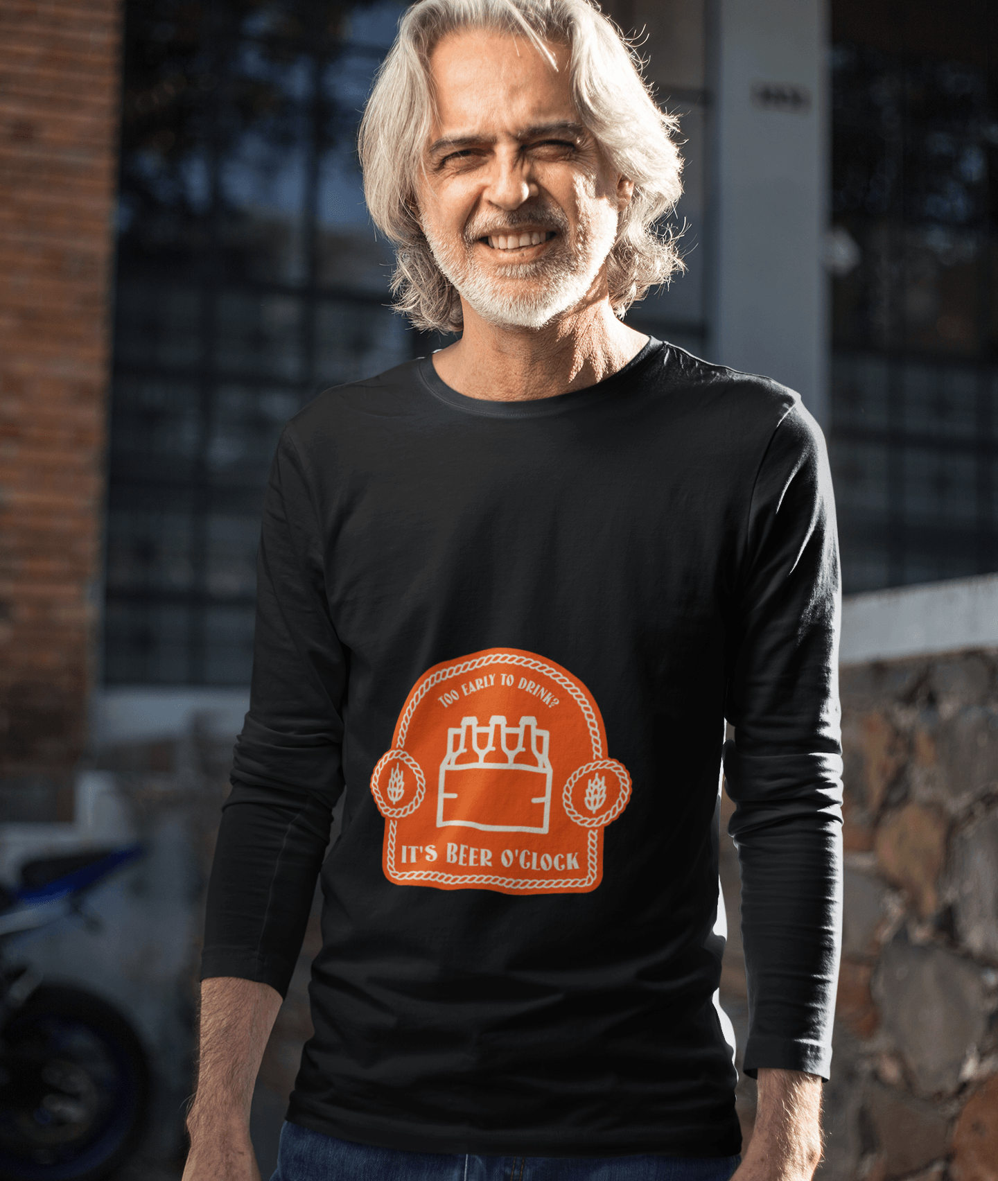 Beer O'clock Male Round Neck Full Sleeve T-shirt - Lyssian