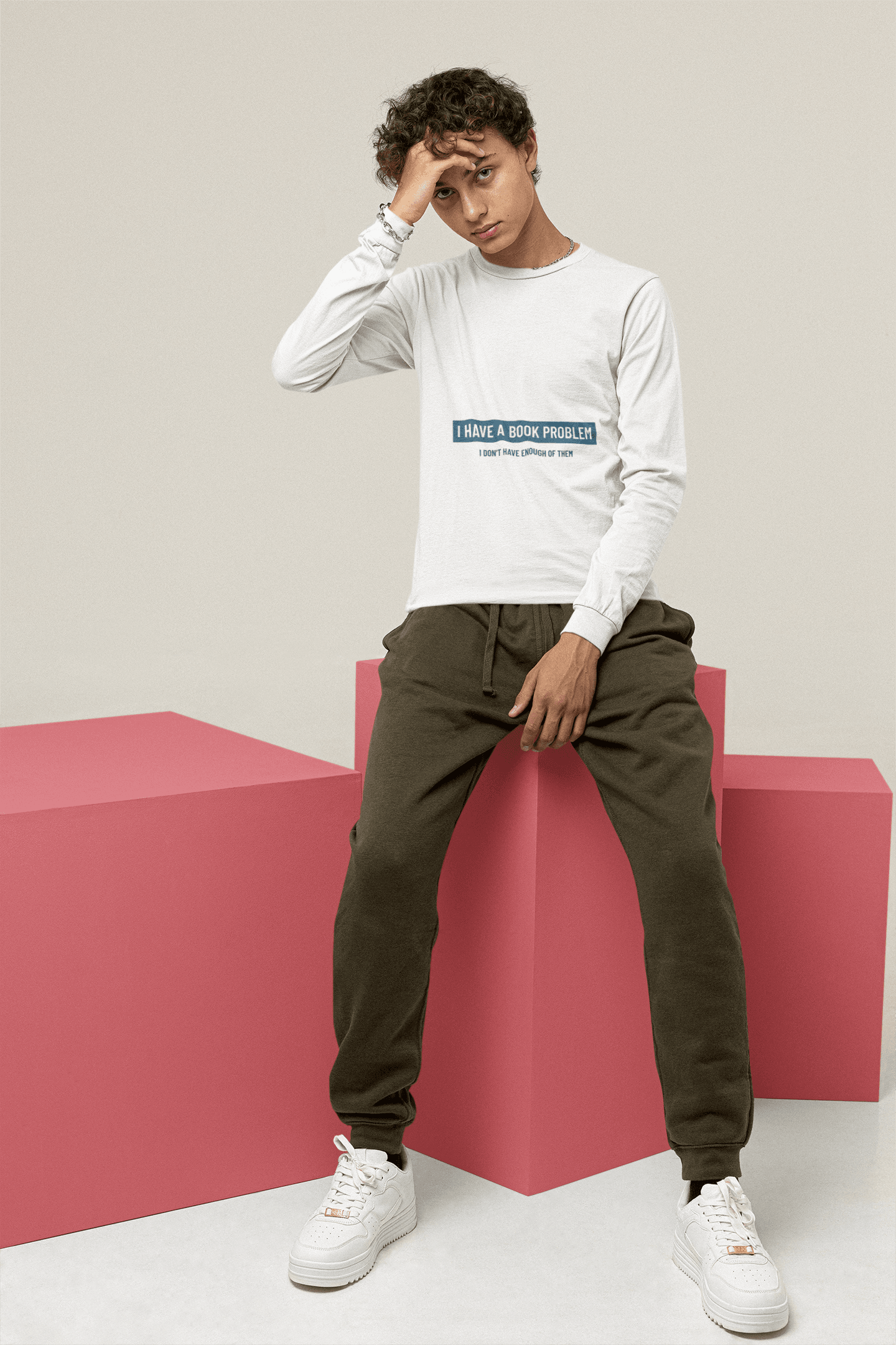 Book Reader Male Round Neck Full Sleeve T-shirt - Lyssian