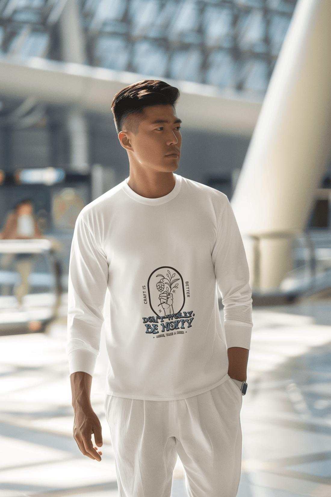 Be Happy Male Round Neck Full Sleeve T-shirt - Lyssian