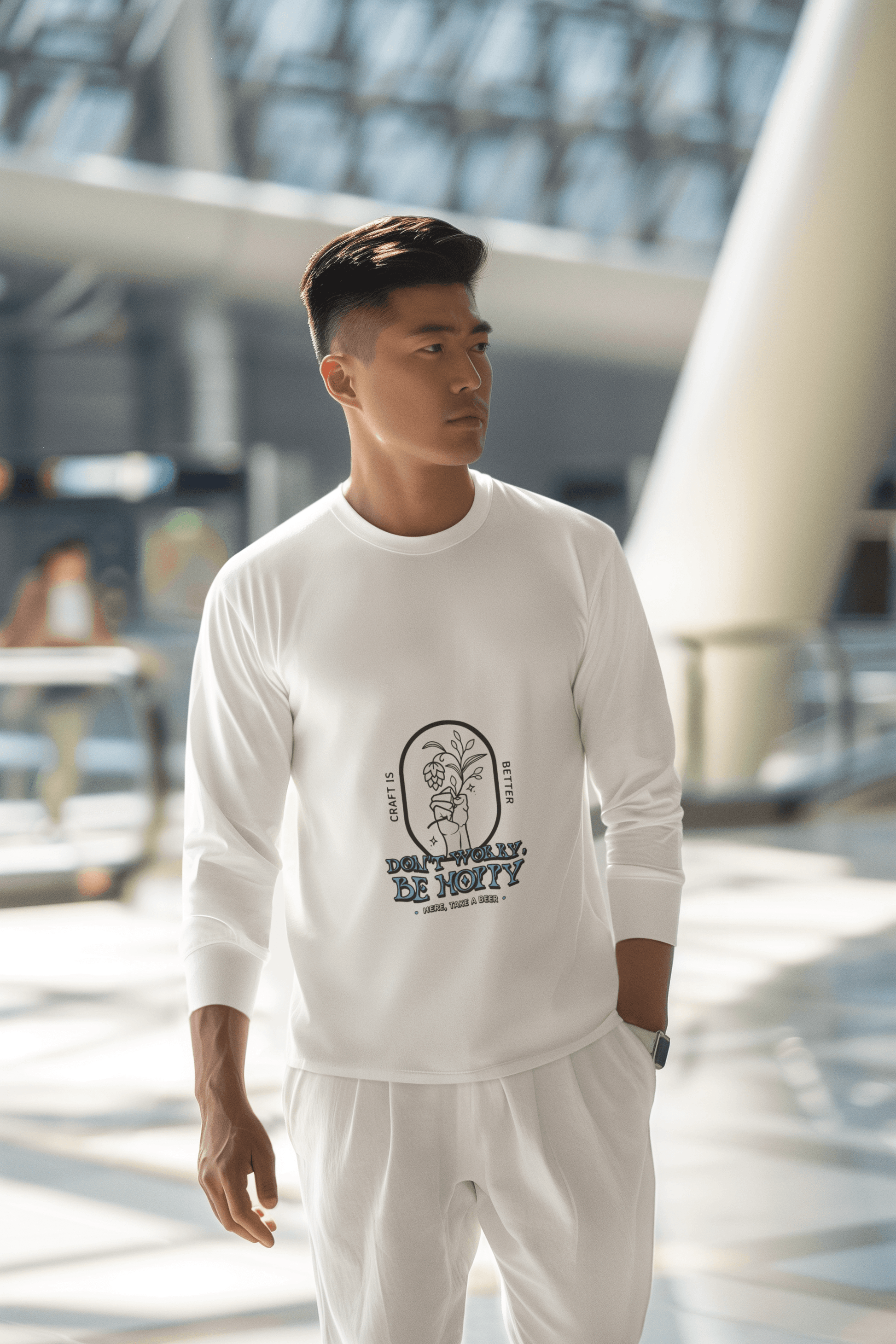Be Happy Male Round Neck Full Sleeve T-shirt - Lyssian