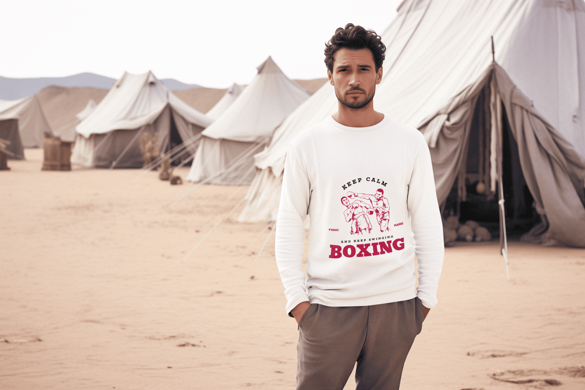 Boxing Male Round Neck Full Sleeve T-shirt - Lyssian