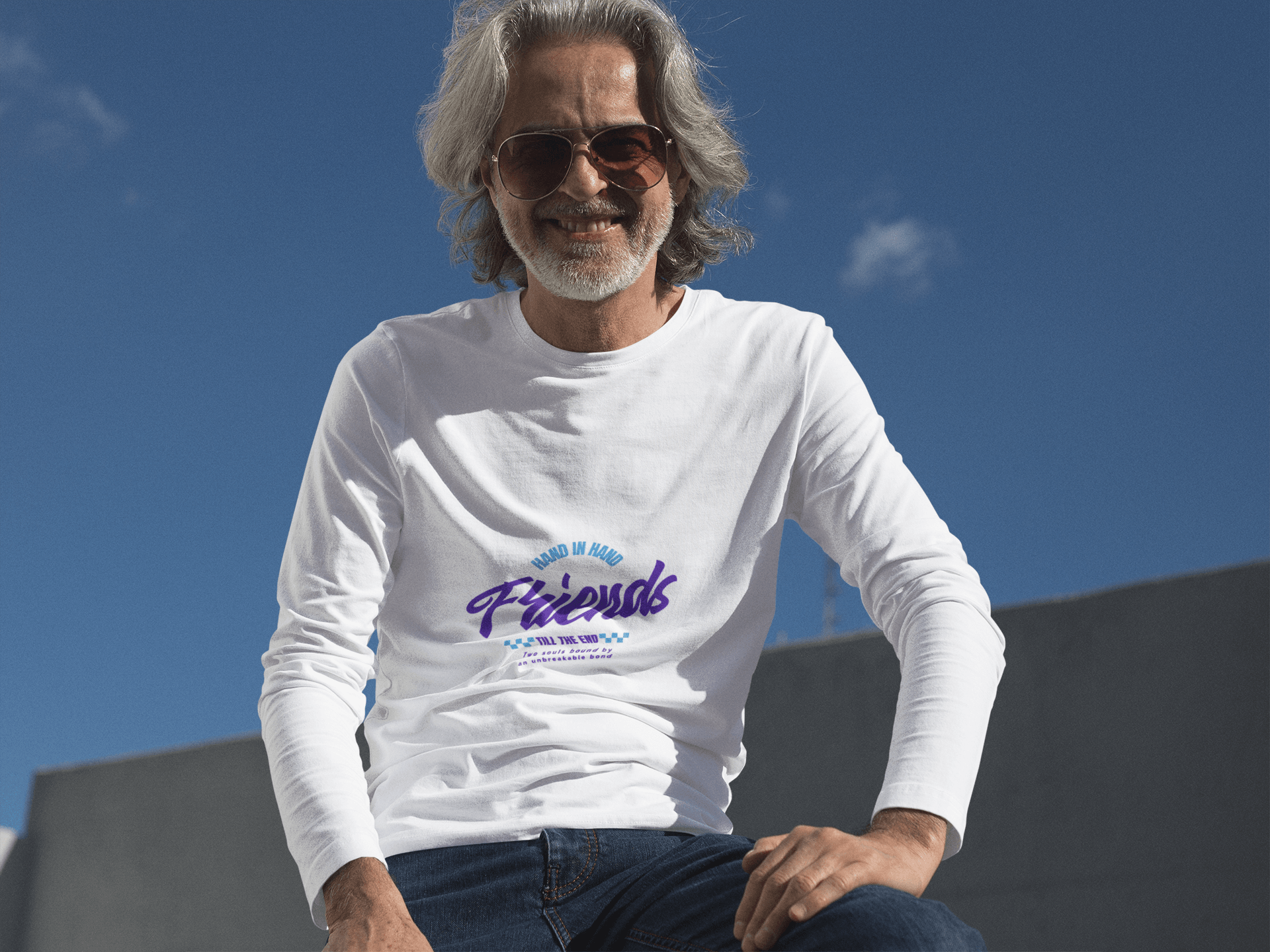 Hand in Hand Male Round Neck Full Sleeve T-shirt - Lyssian