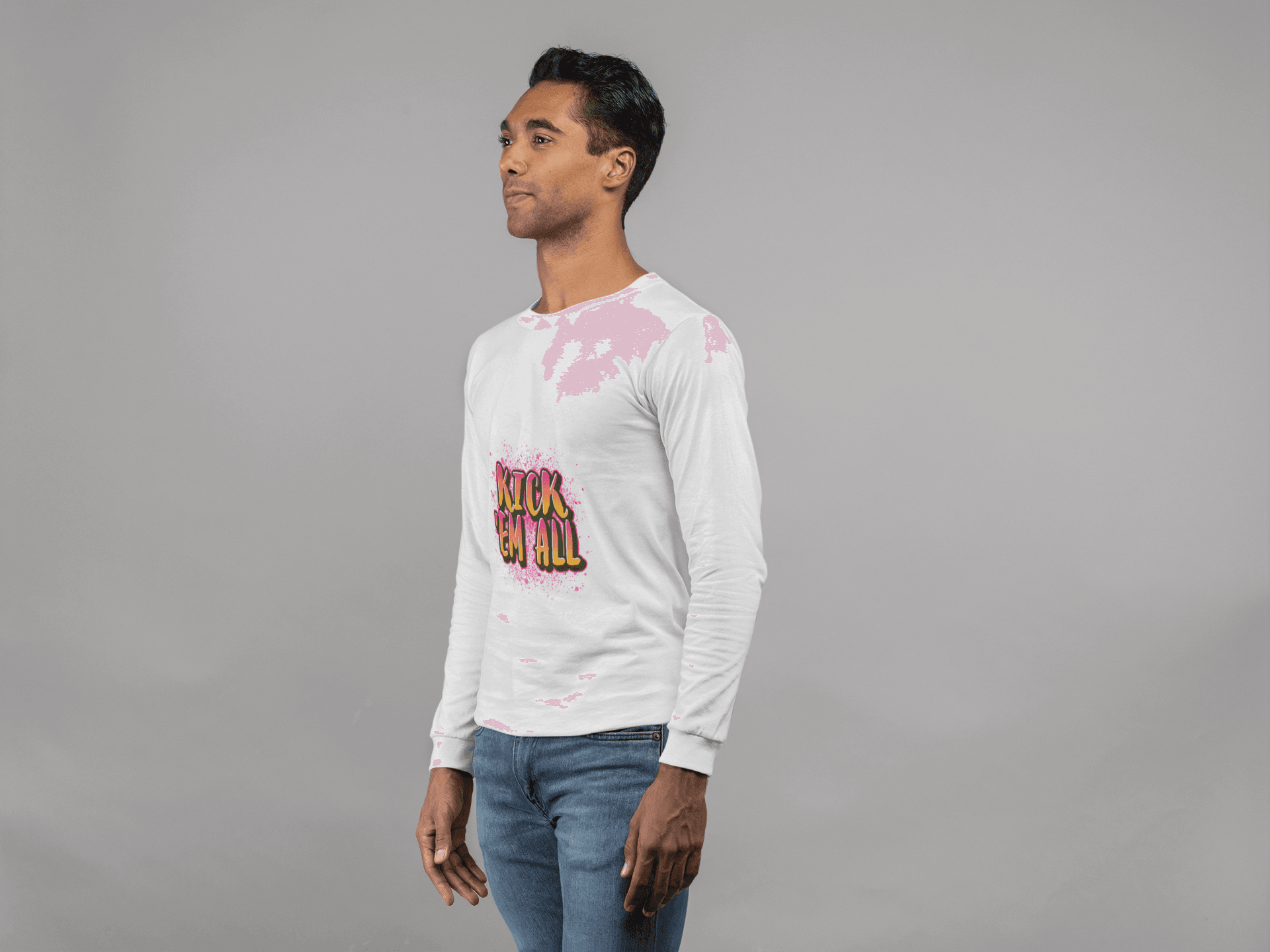 Kick EM' Men's Round Neck Full Sleeve T-shirt - Lyssian