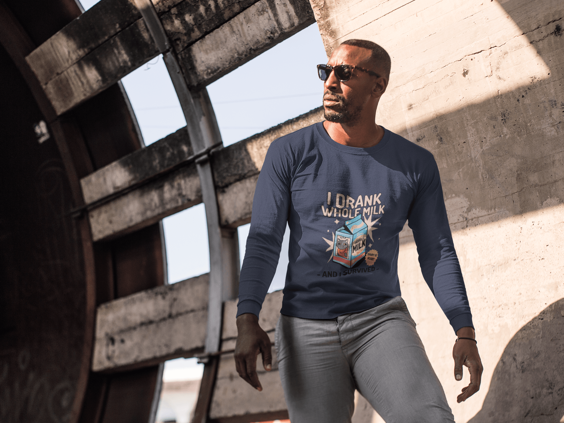 Lactose Intolerant Men's Round Neck Full Sleeve T-shirt - Lyssian