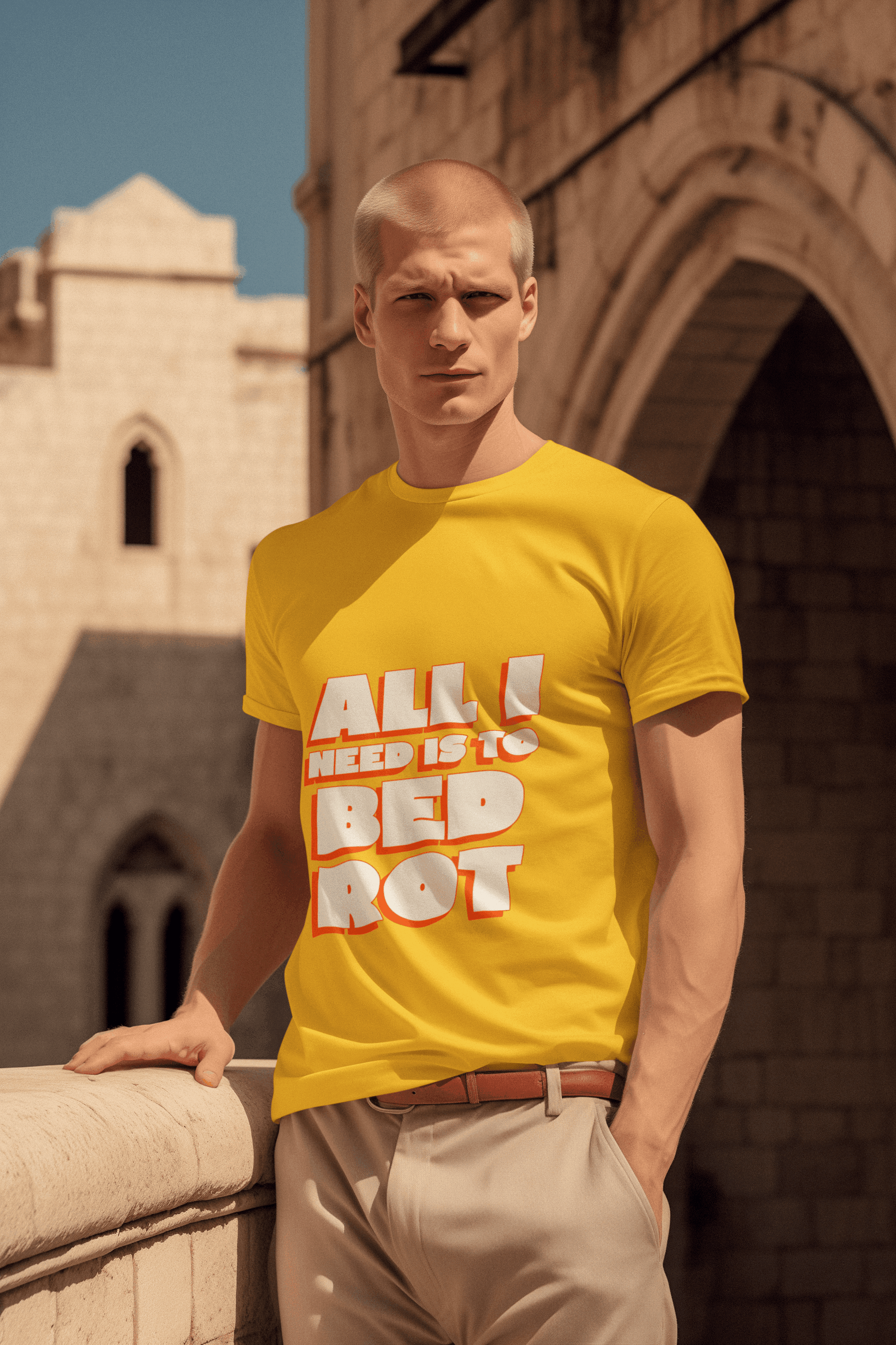 Bed Rot Male Round Neck Half Sleeve T-shirt - Lyssian