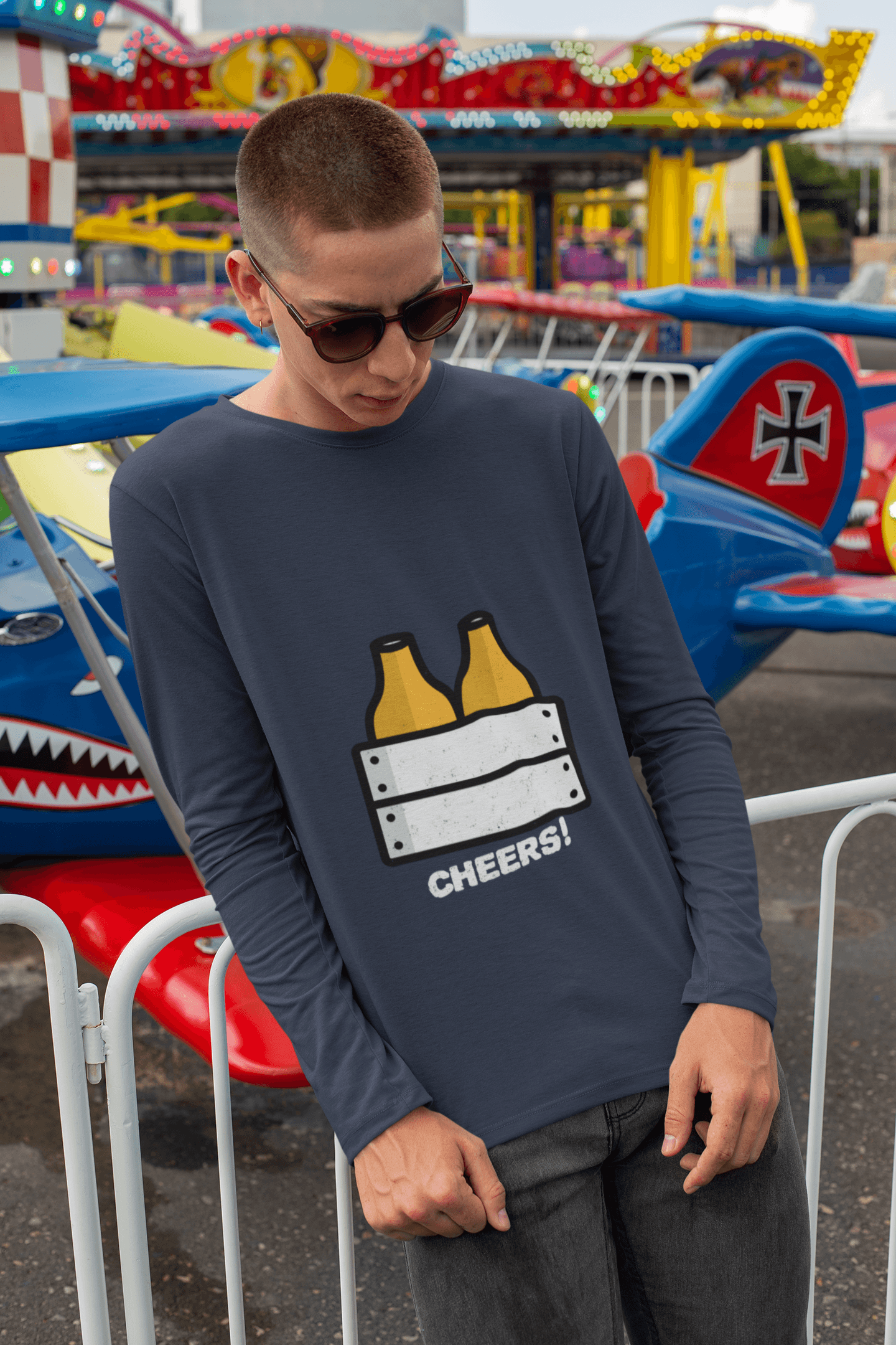 Cheers Male Round Neck Full Sleeve T-shirt - Lyssian