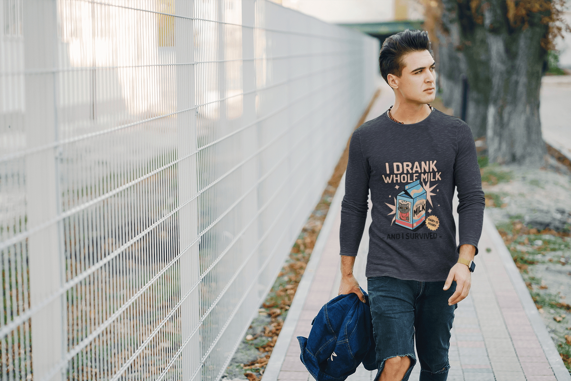 Lactose Intolerant Men's Round Neck Full Sleeve T-shirt - Lyssian