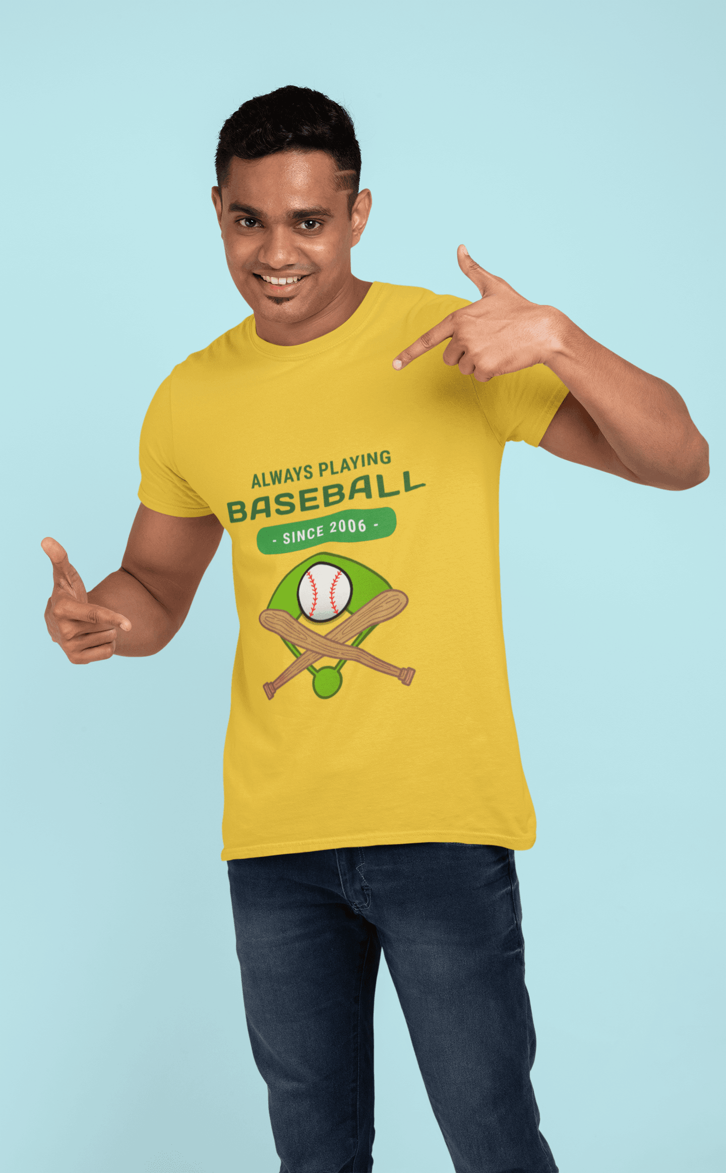 Baseball Male Round Neck Half Sleeve T-shirt - Lyssian