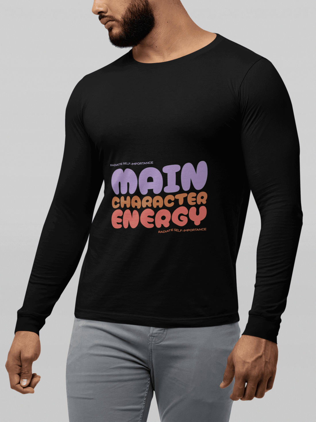 Main Character Men's Round Neck Full Sleeve T-shirt - Lyssian