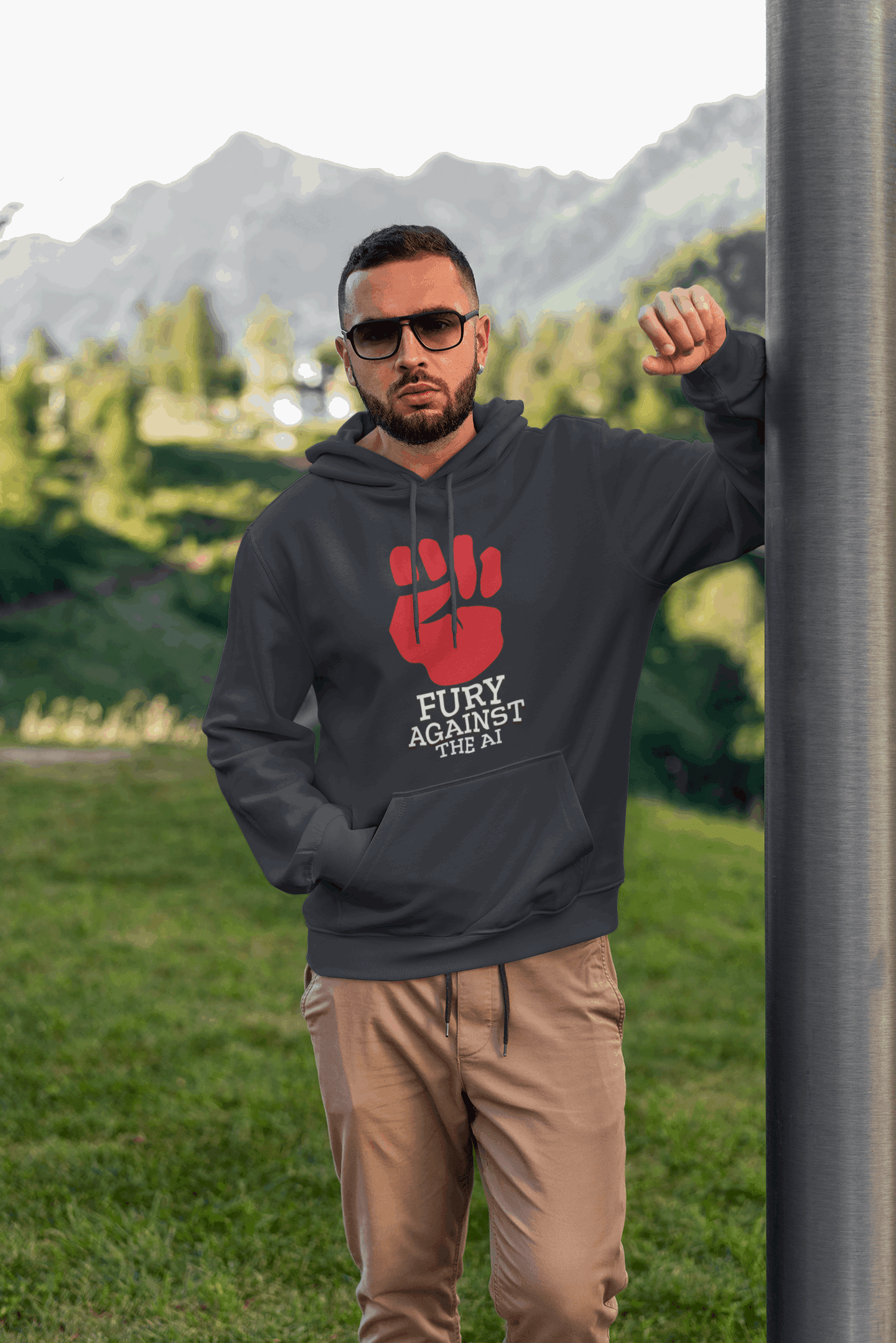 Against AI Men's Hoodie - Lyssian