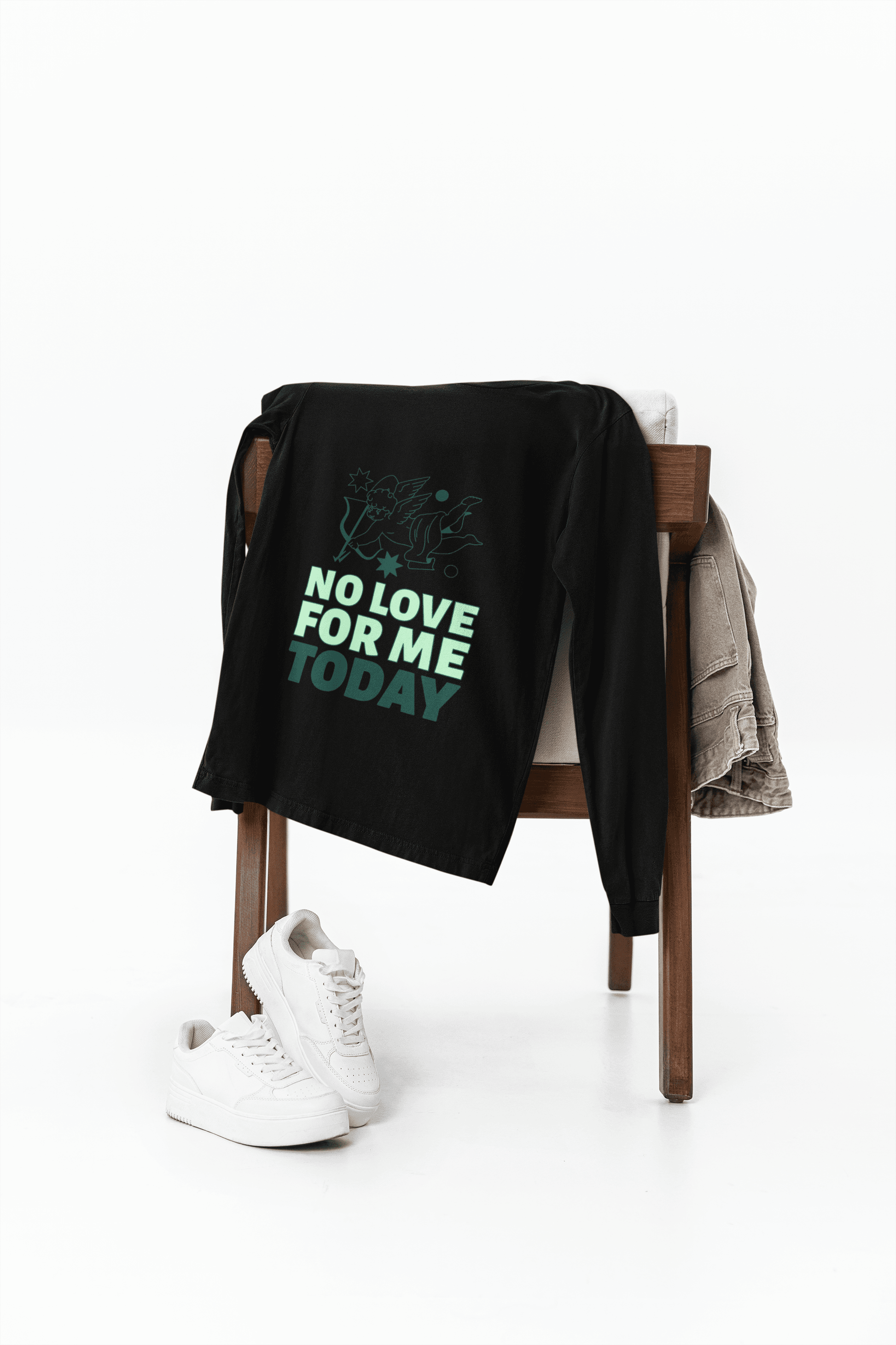 No Love Today Male Round Neck Full Sleeve T-shirt - Lyssian