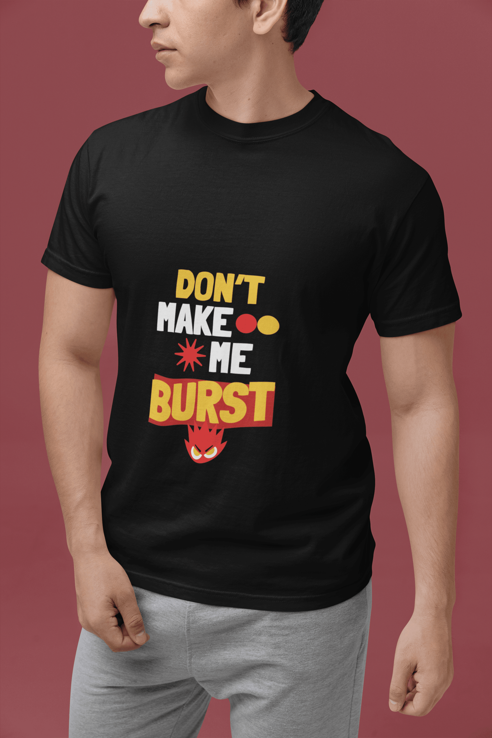 Angry Me Male Round Neck Half Sleeve T-shirt - Lyssian