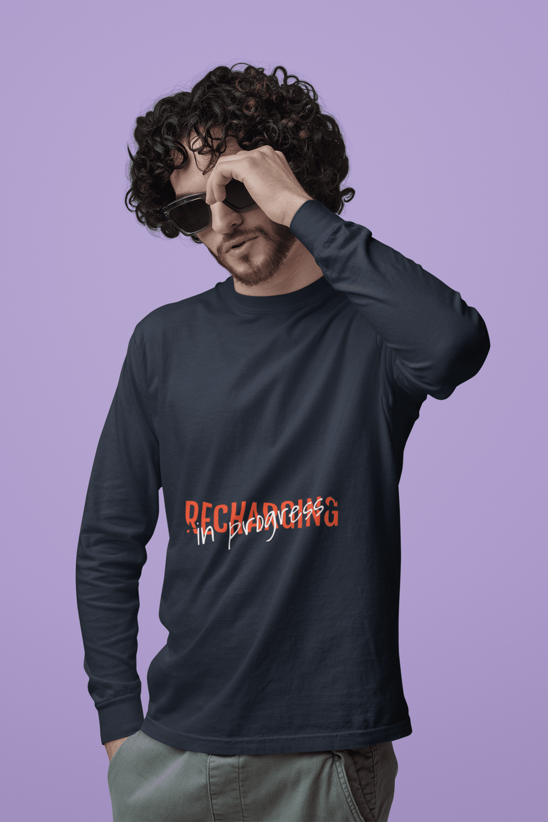 Recharging Male Round Neck Full Sleeve T-shirt - Lyssian