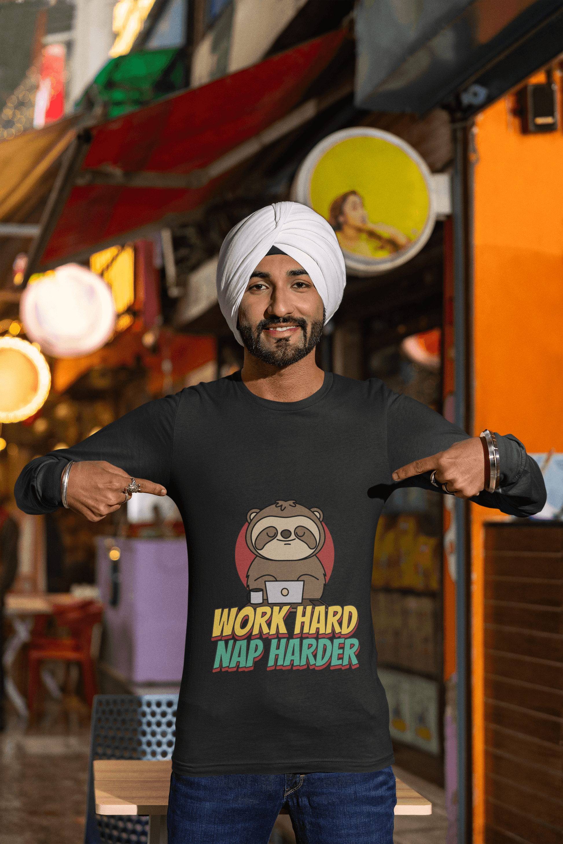 Nap Harder Men's Round Neck Full Sleeve T-shirt - Lyssian