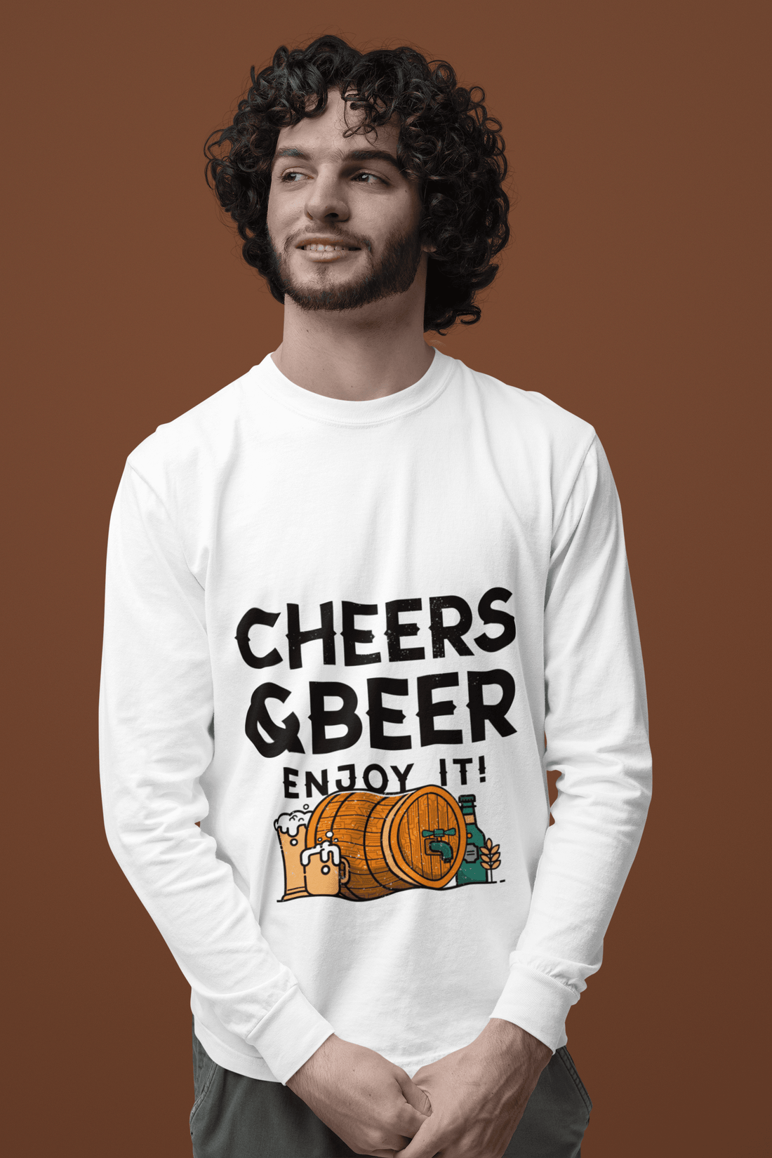 Cheer and Beer Male Round Neck Full Sleeve T-shirt - Lyssian