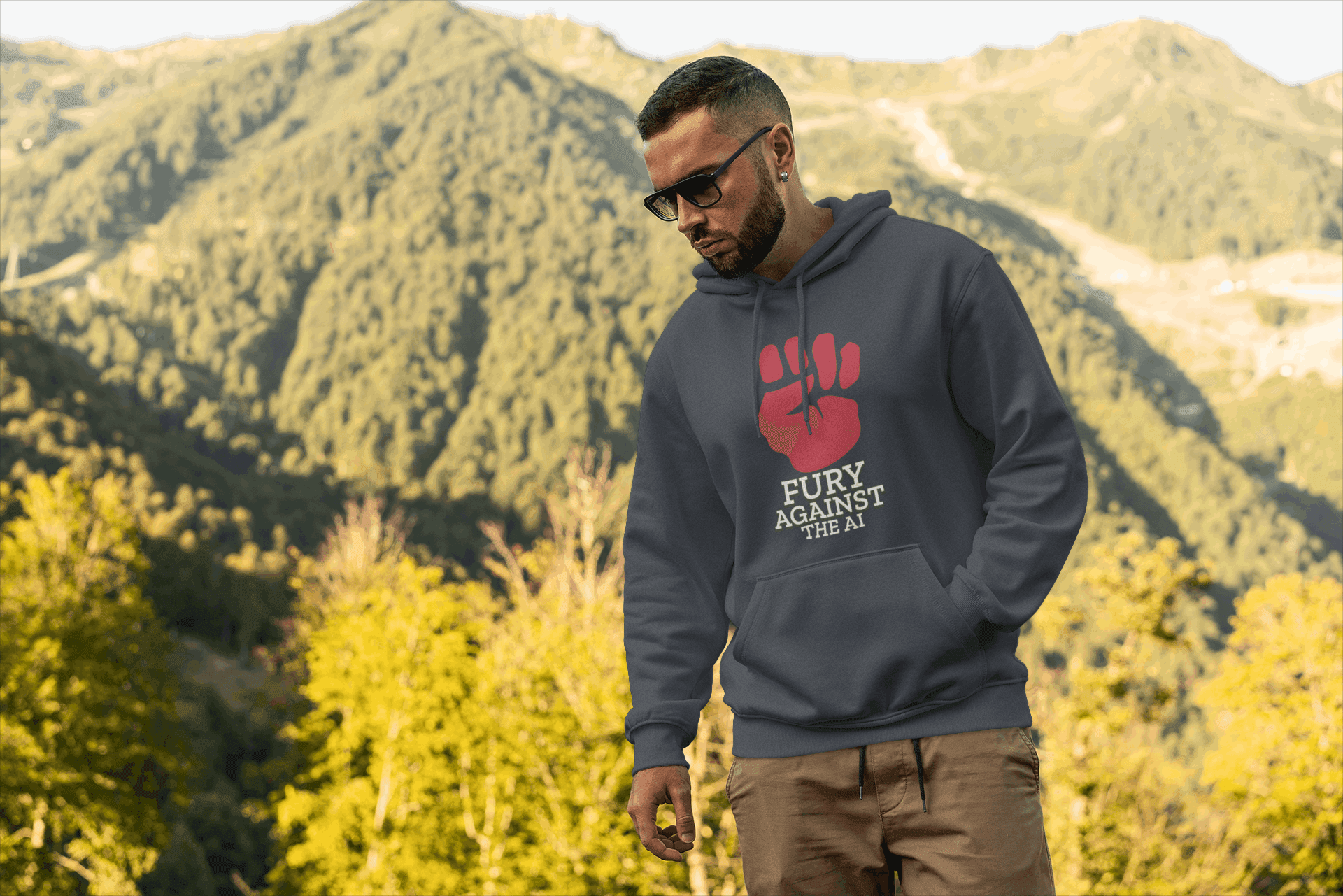 Against AI Men's Hoodie - Lyssian
