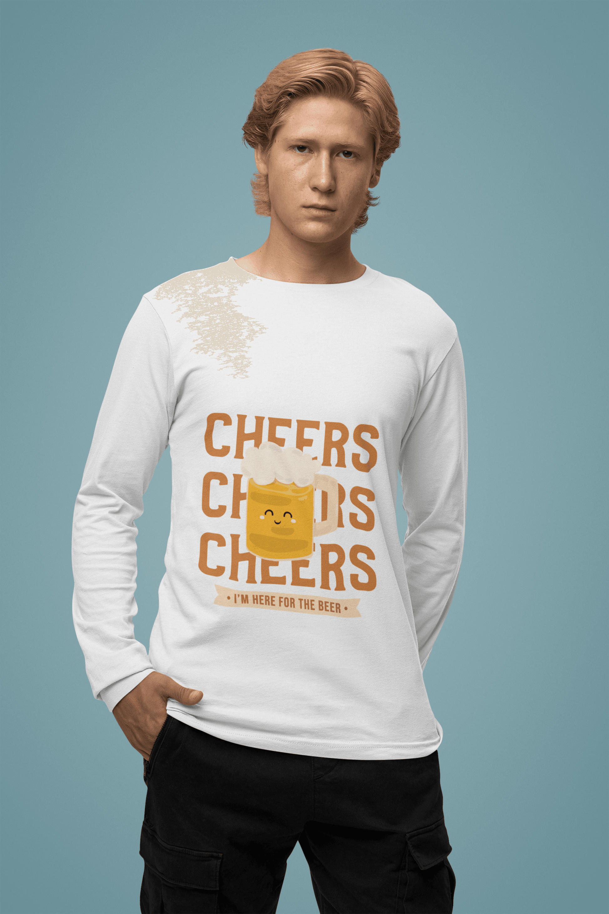 Happy Beer Male Round Neck Full Sleeve T-shirt - Lyssian
