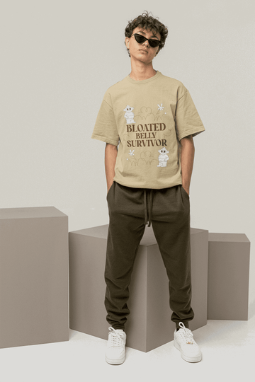Bloated Tummy Men's Oversized T-shirt - Lyssian