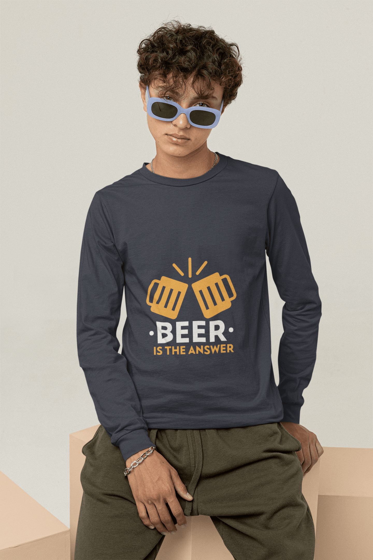 The Answer Male Round Neck Full Sleeve T-shirt - Lyssian