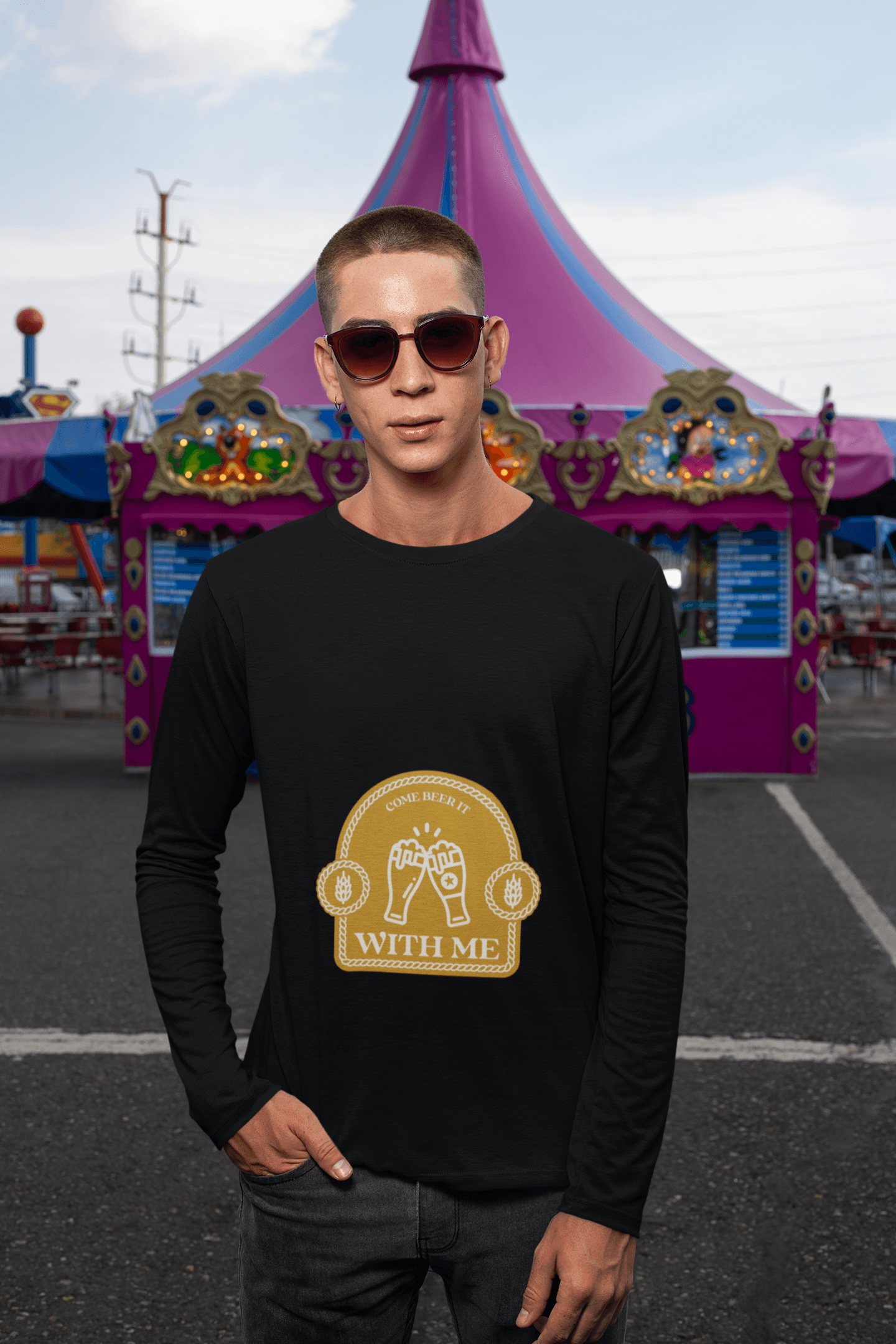 With Me Male Round Neck Full Sleeve T-shirt - Lyssian