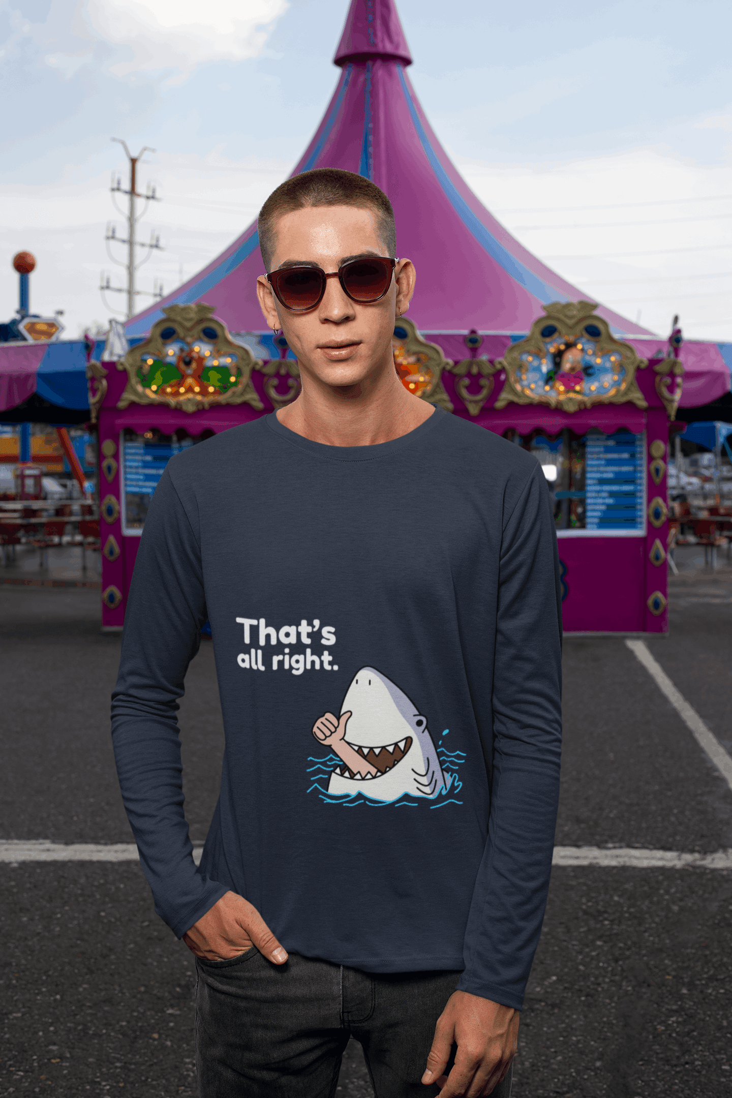 Alright Male Round Neck Full Sleeve T-shirt - Lyssian