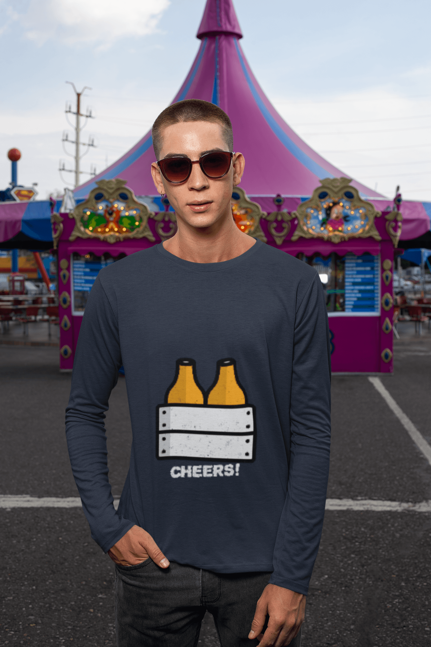 Cheers Male Round Neck Full Sleeve T-shirt - Lyssian