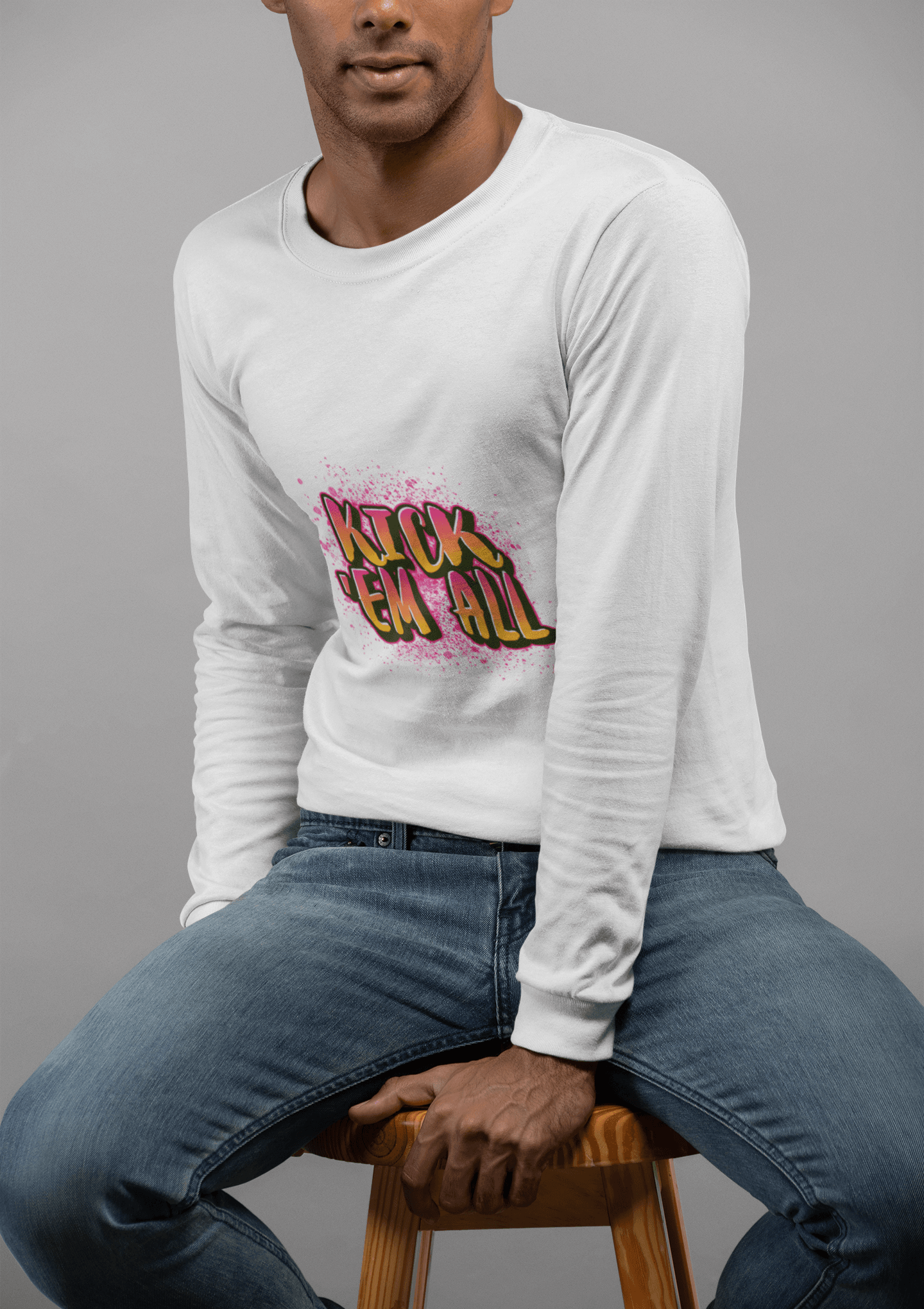 Kick EM' Men's Round Neck Full Sleeve T-shirt - Lyssian