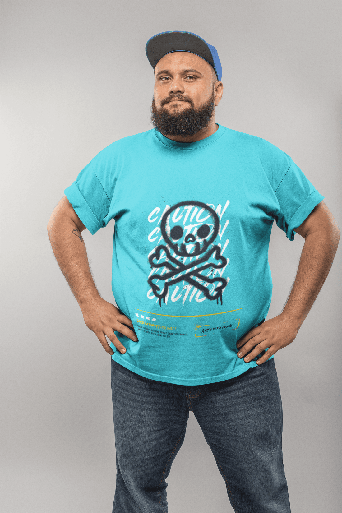 Caution Skull Men's Plus Size T-shirt - Lyssian