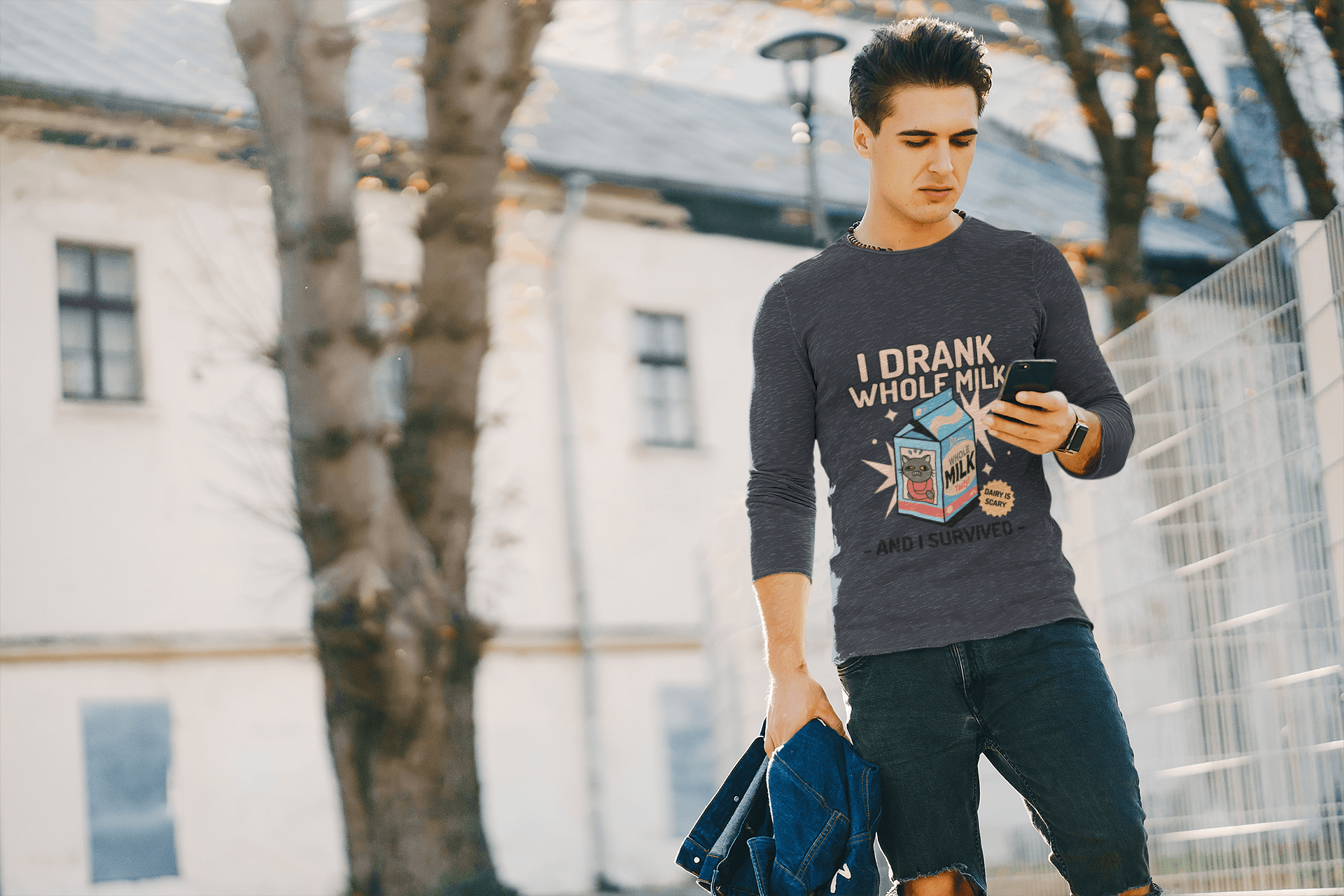 Lactose Intolerant Men's Round Neck Full Sleeve T-shirt - Lyssian