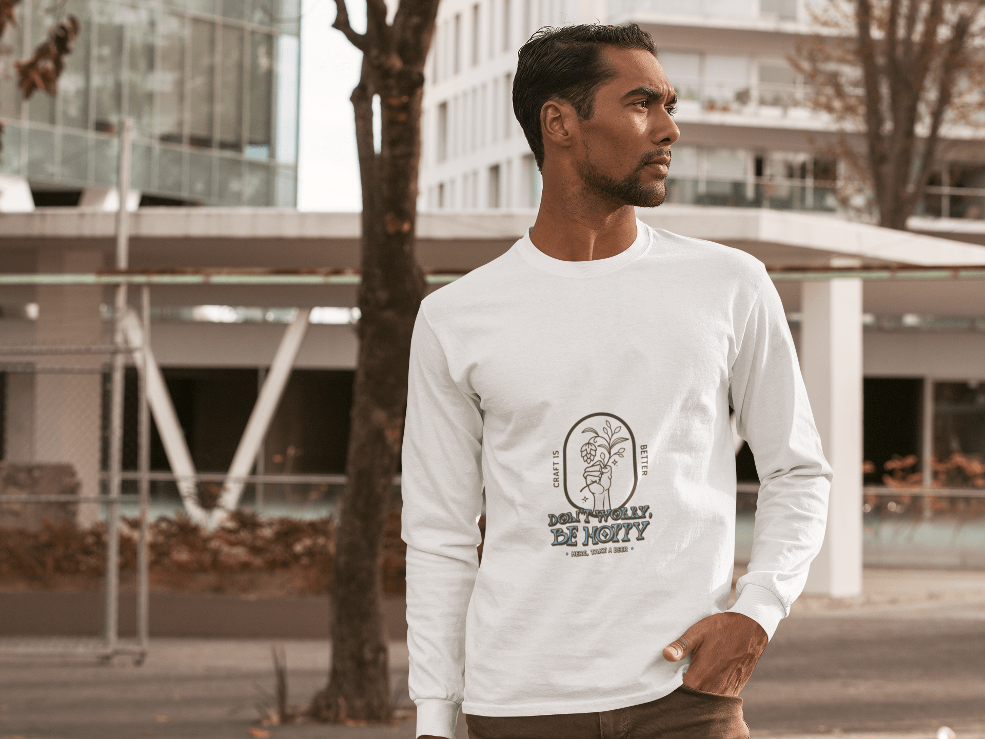 Be Happy Male Round Neck Full Sleeve T-shirt - Lyssian