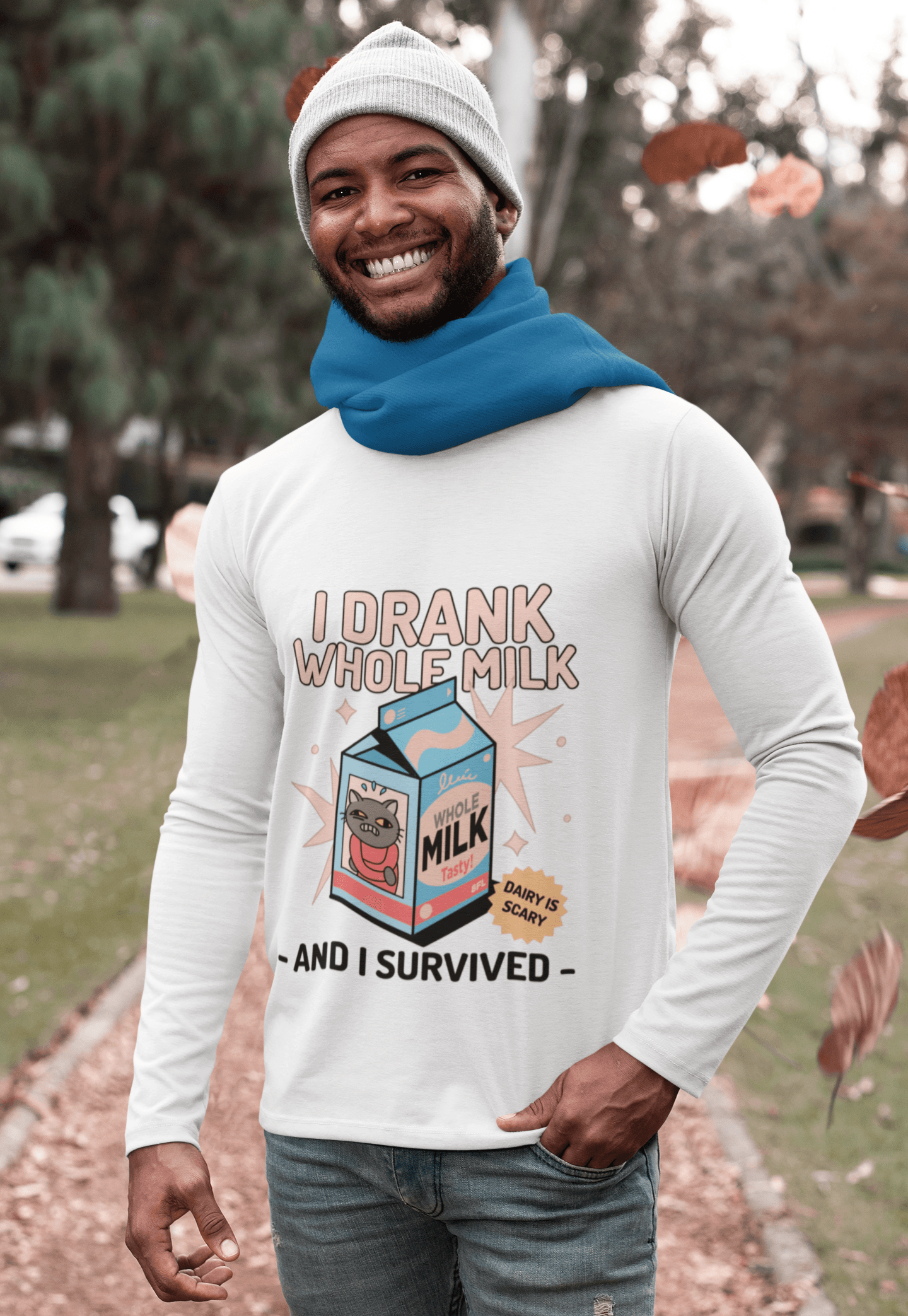Lactose Intolerant Men's Round Neck Full Sleeve T-shirt - Lyssian
