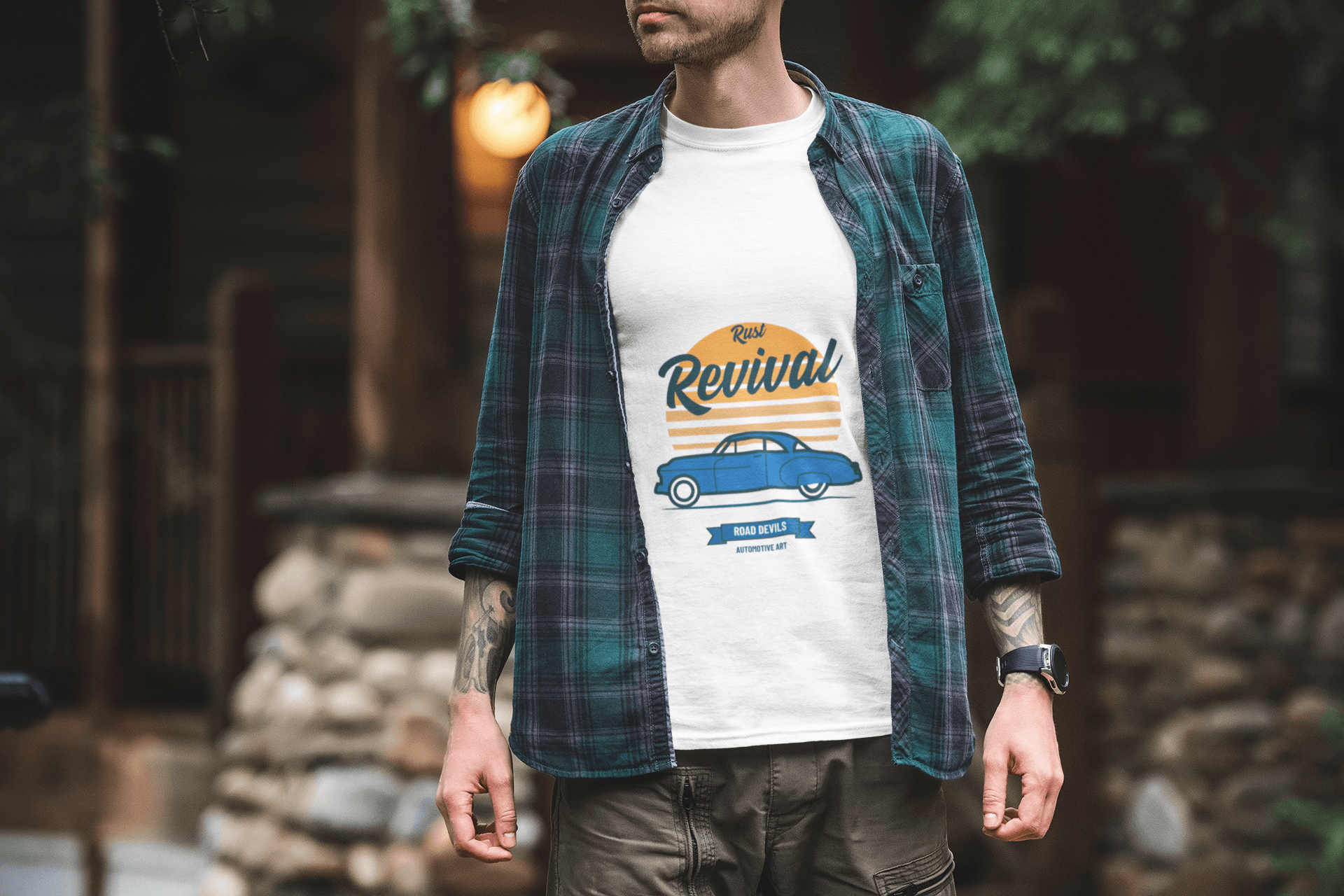 Classic Revival Male Round Neck Half Sleeve T-shirt - Lyssian