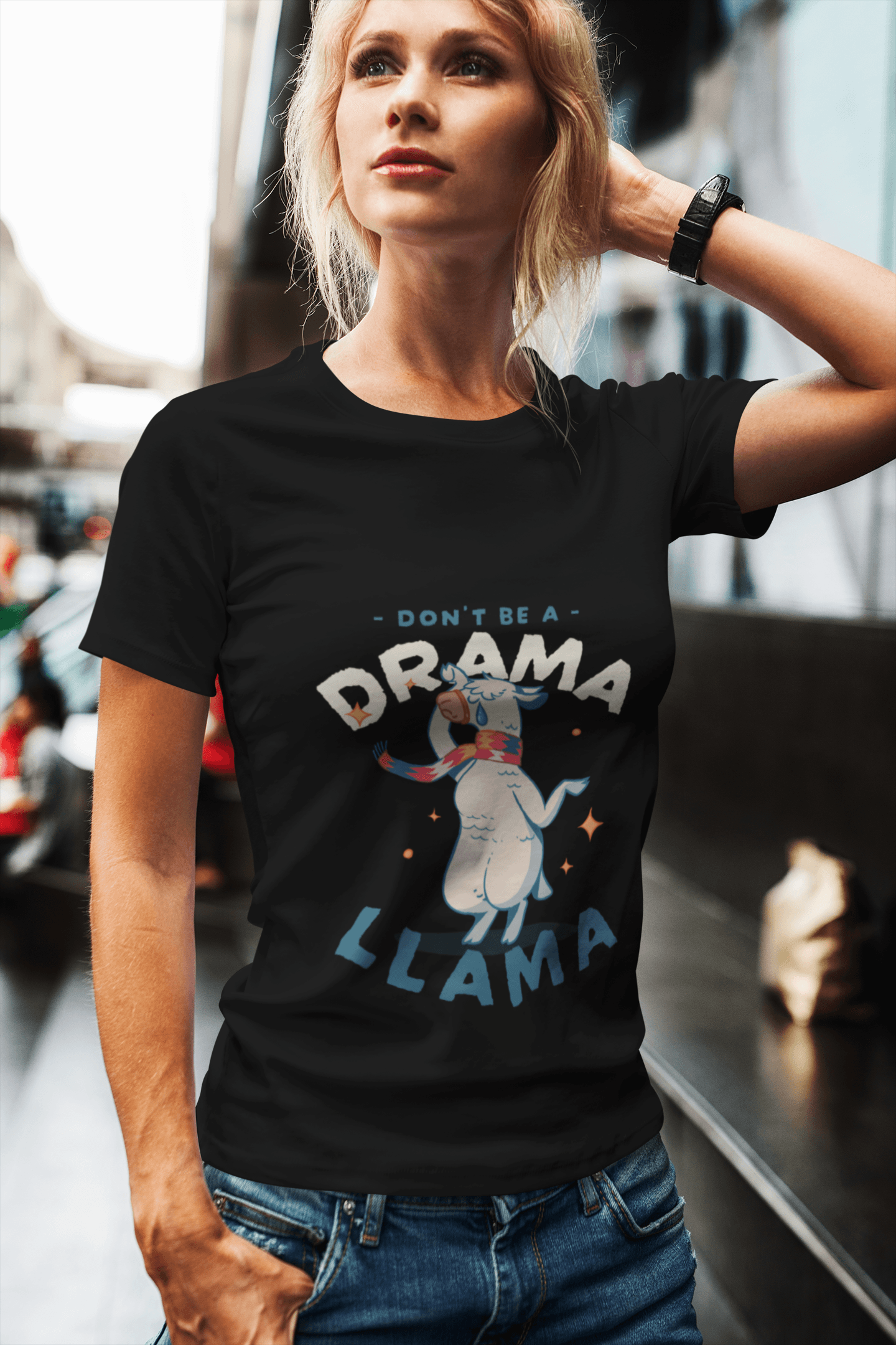 Drama Llama Women's Round Neck Half Sleeve T-shirt - Lyssian