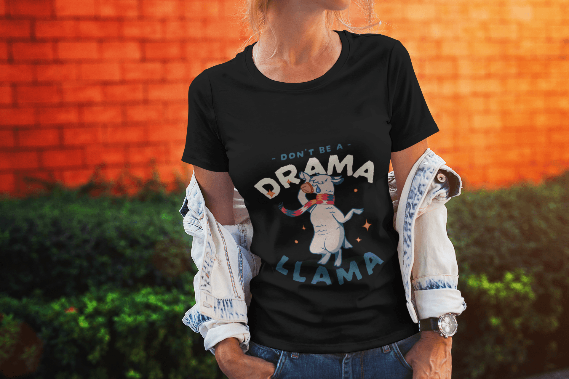 Drama Llama Women's Round Neck Half Sleeve T-shirt - Lyssian