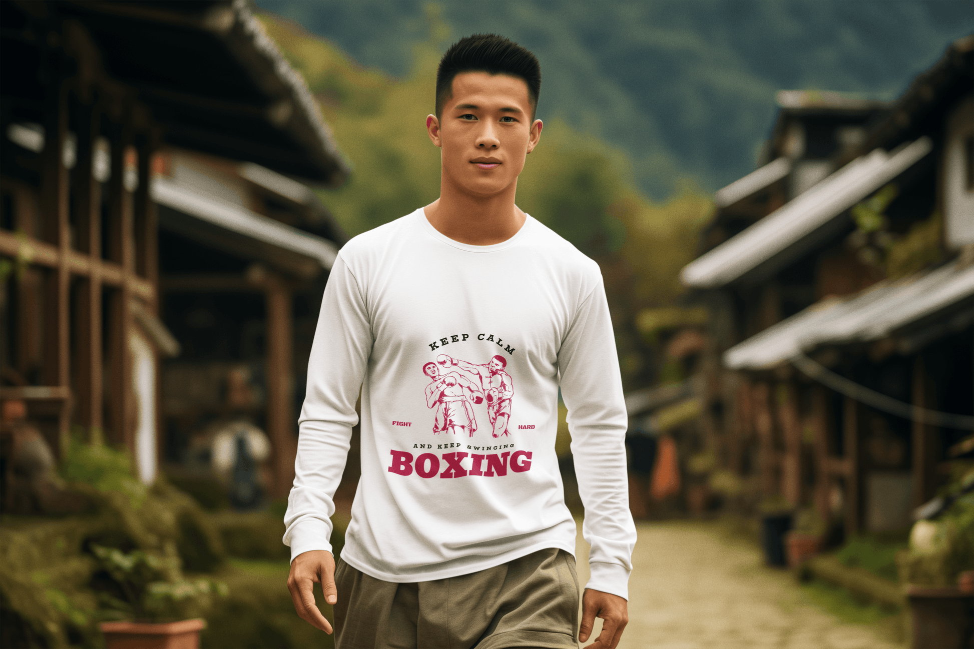 Boxing Male Round Neck Full Sleeve T-shirt - Lyssian