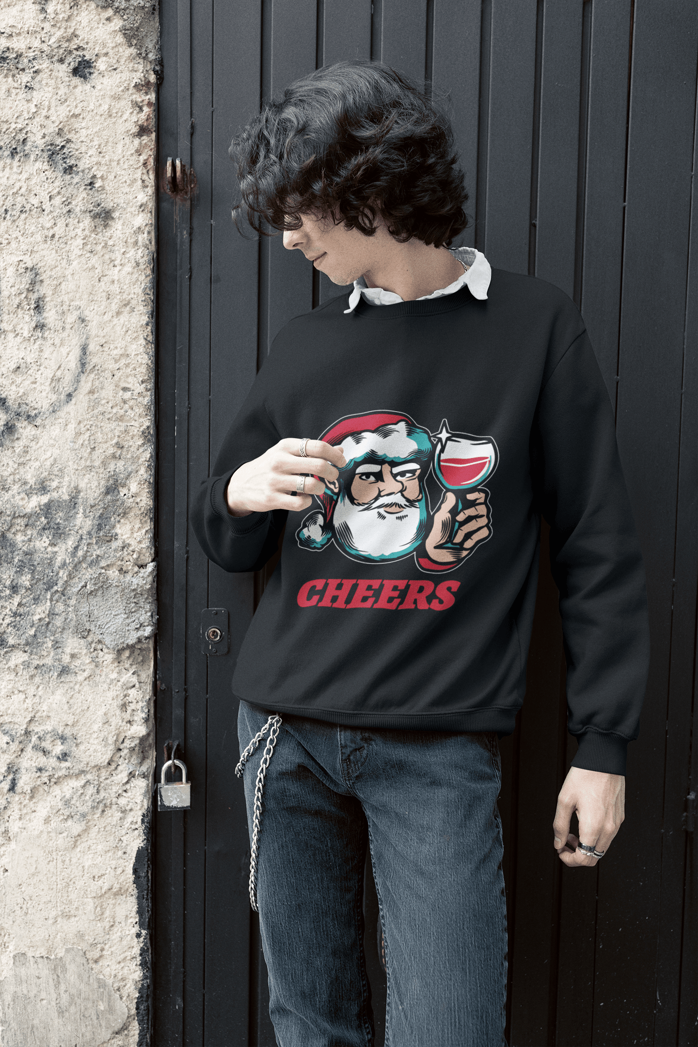 Cheers Santa Men's Sweatshirt - Lyssian