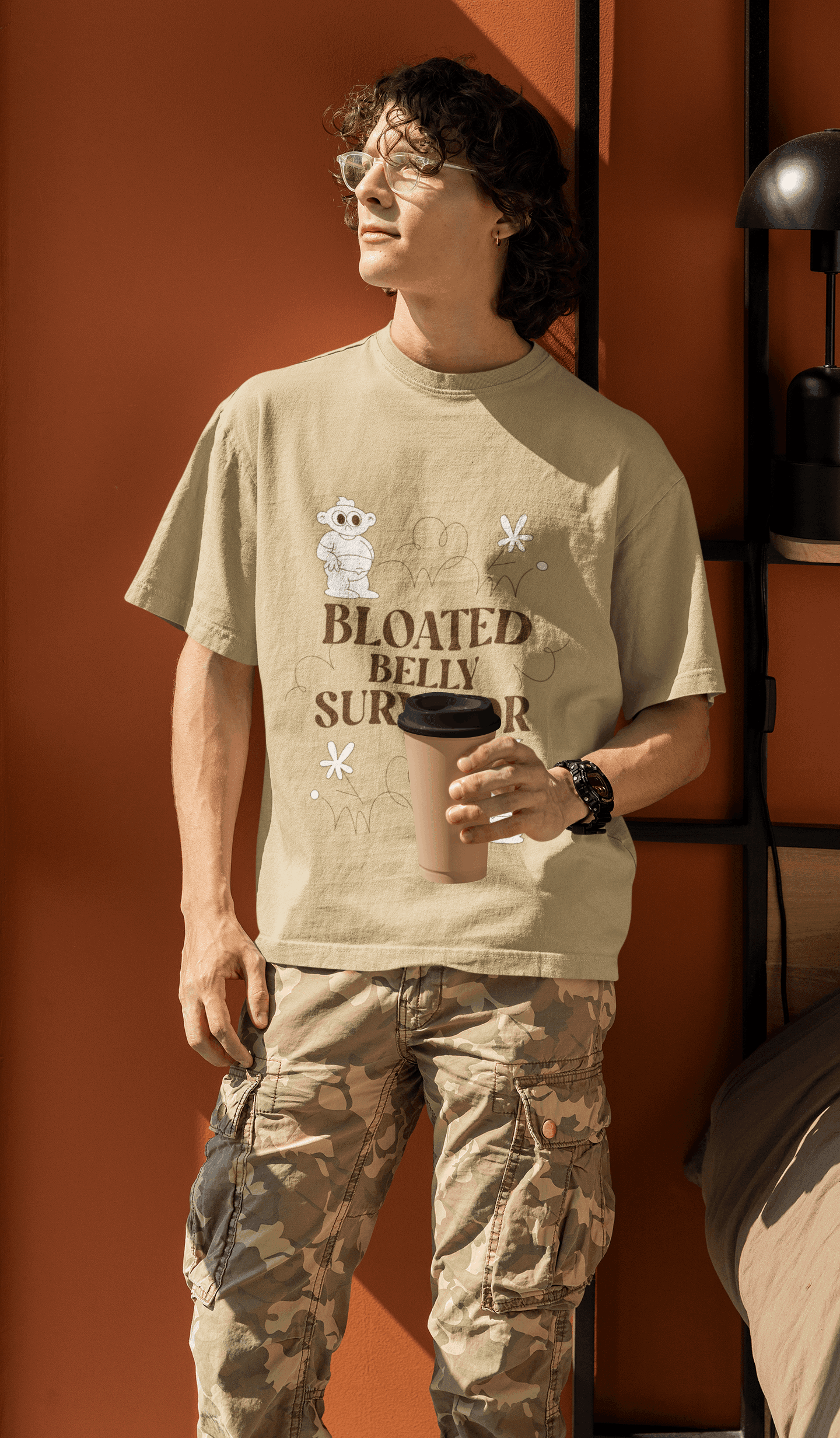 Bloated Tummy Men's Oversized T-shirt - Lyssian