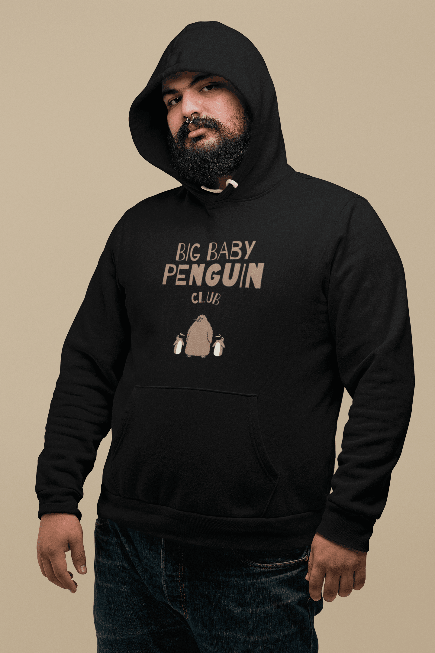 Big Baby Penguin Men's Hoodie - Lyssian