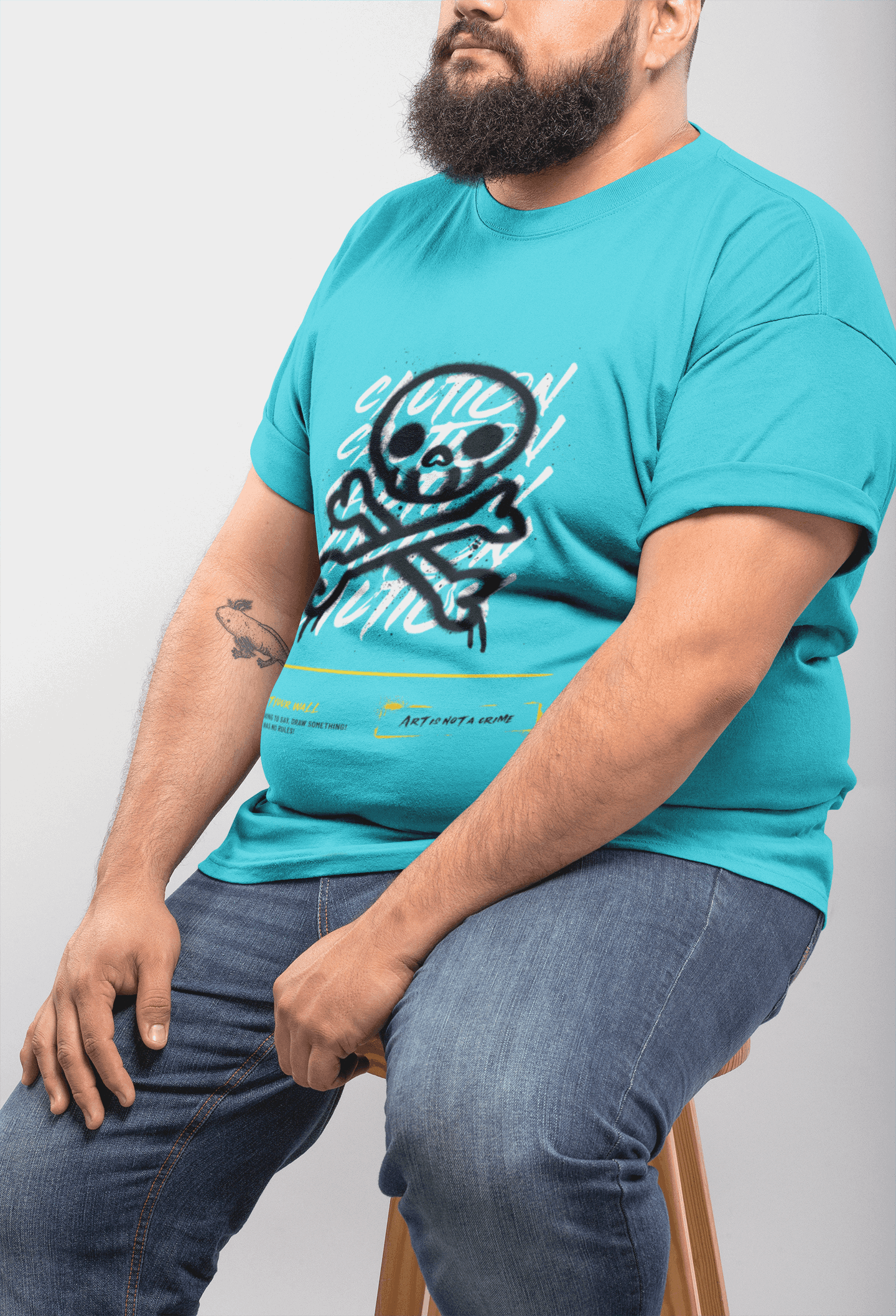 Caution Skull Men's Plus Size T-shirt - Lyssian
