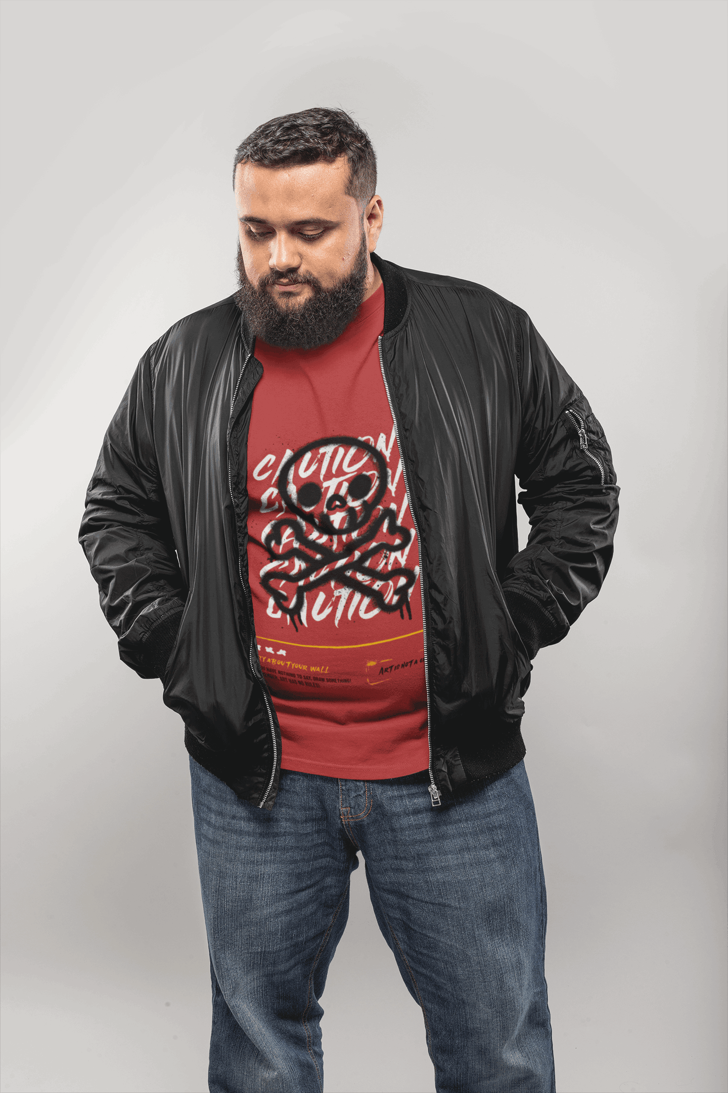 Caution Skull Men's Plus Size T-shirt - Lyssian