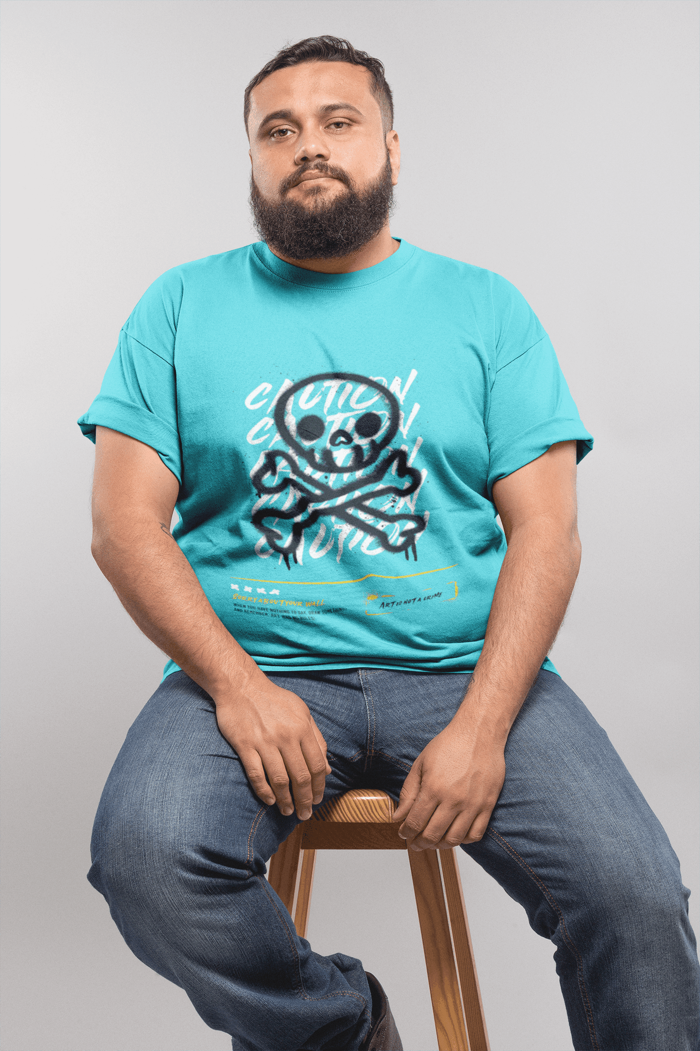 Caution Skull Men's Plus Size T-shirt - Lyssian