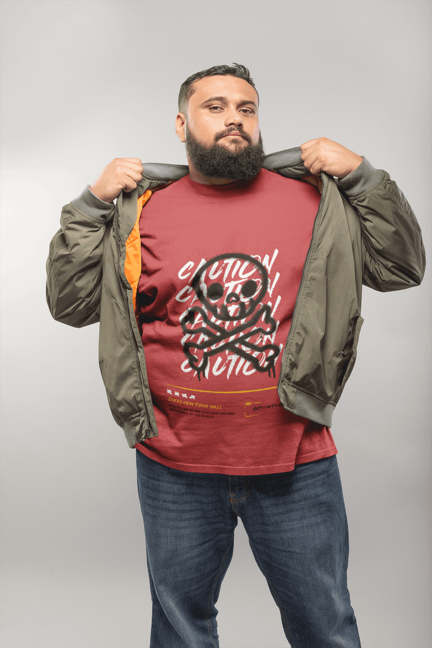 Caution Skull Men's Plus Size T-shirt - Lyssian